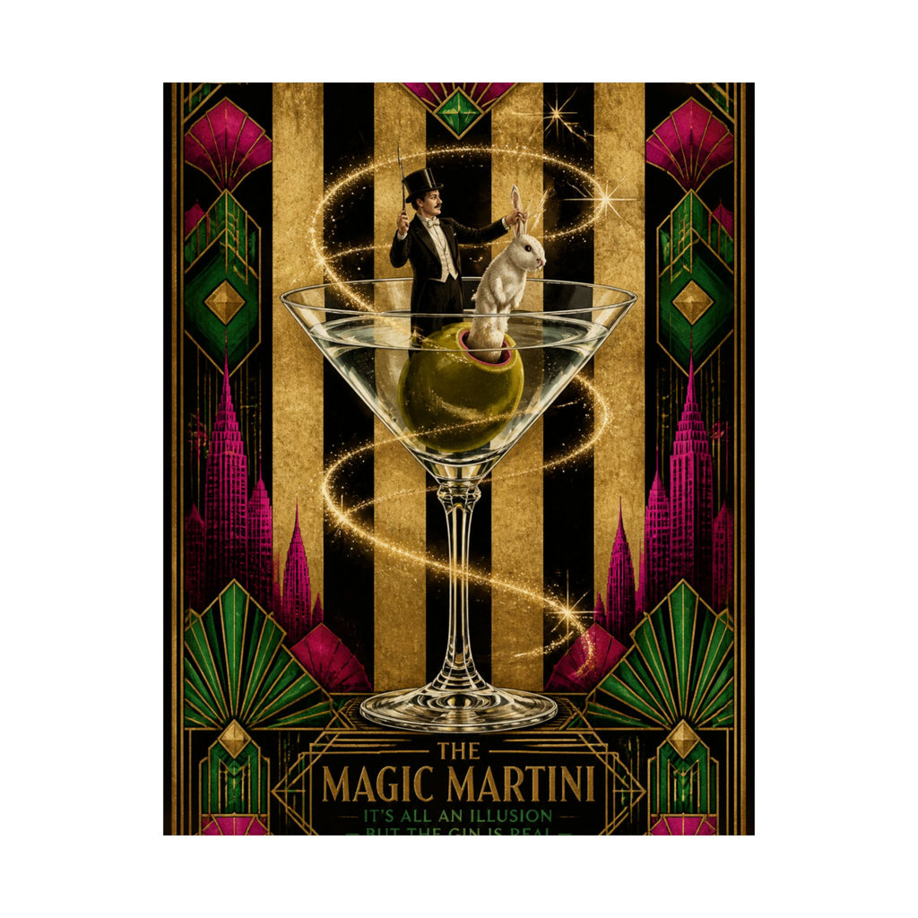 Martini Magician Wall Art Poster 18×24 Art Deco Entryway Decor Maximalist Print