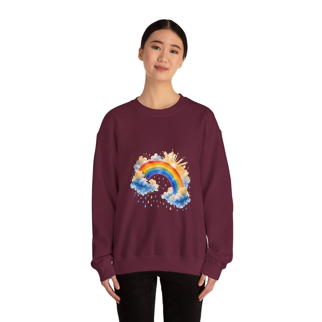 Matching Couple Sweatshirt - Storm & Rainbow Matching Couple Comfort Colors Crew Watercolor Art His Hers Birthday Gift - Design B