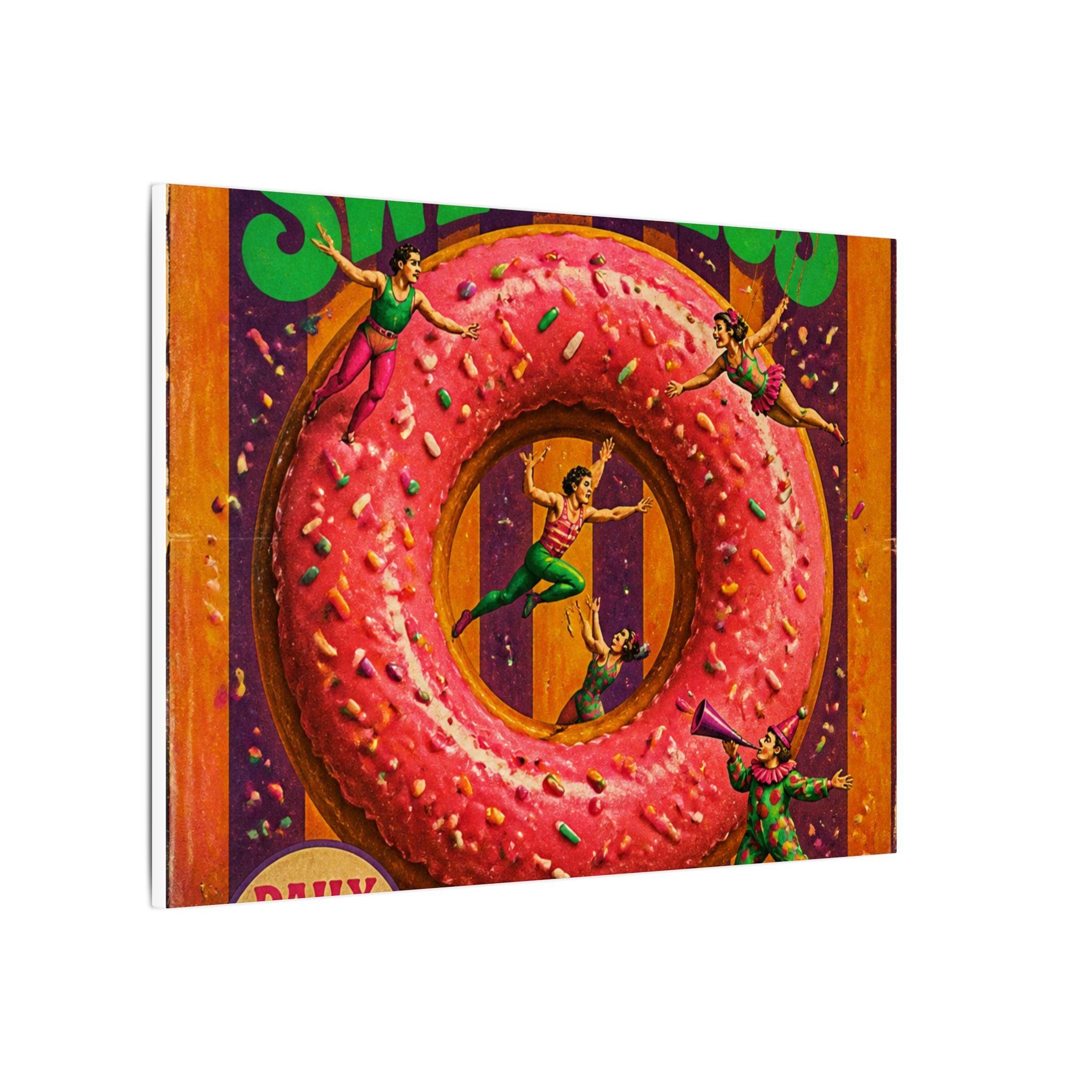 Donut Circus Ring Wall Art Canvas 24×36 Psychedelic Dining Room Decor Maximalist Print