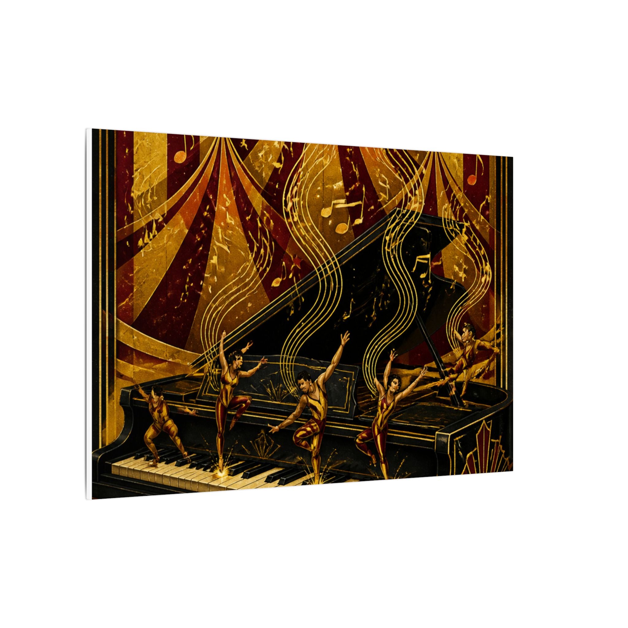 Grand Piano Acrobats Wall Art Canvas 24×36 Art Deco Bar Area Decor Maximalist Print