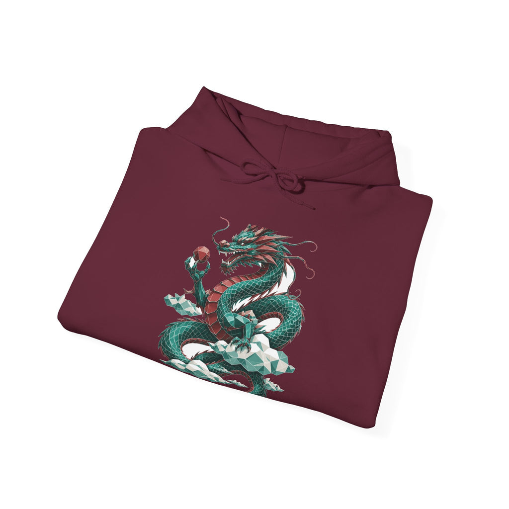 Matching Couple Sweatshirt - Dragon & Phoenix Matching Couple Hooded Sweatshirt Geometric Art His Hers Couple Gift - Design A
