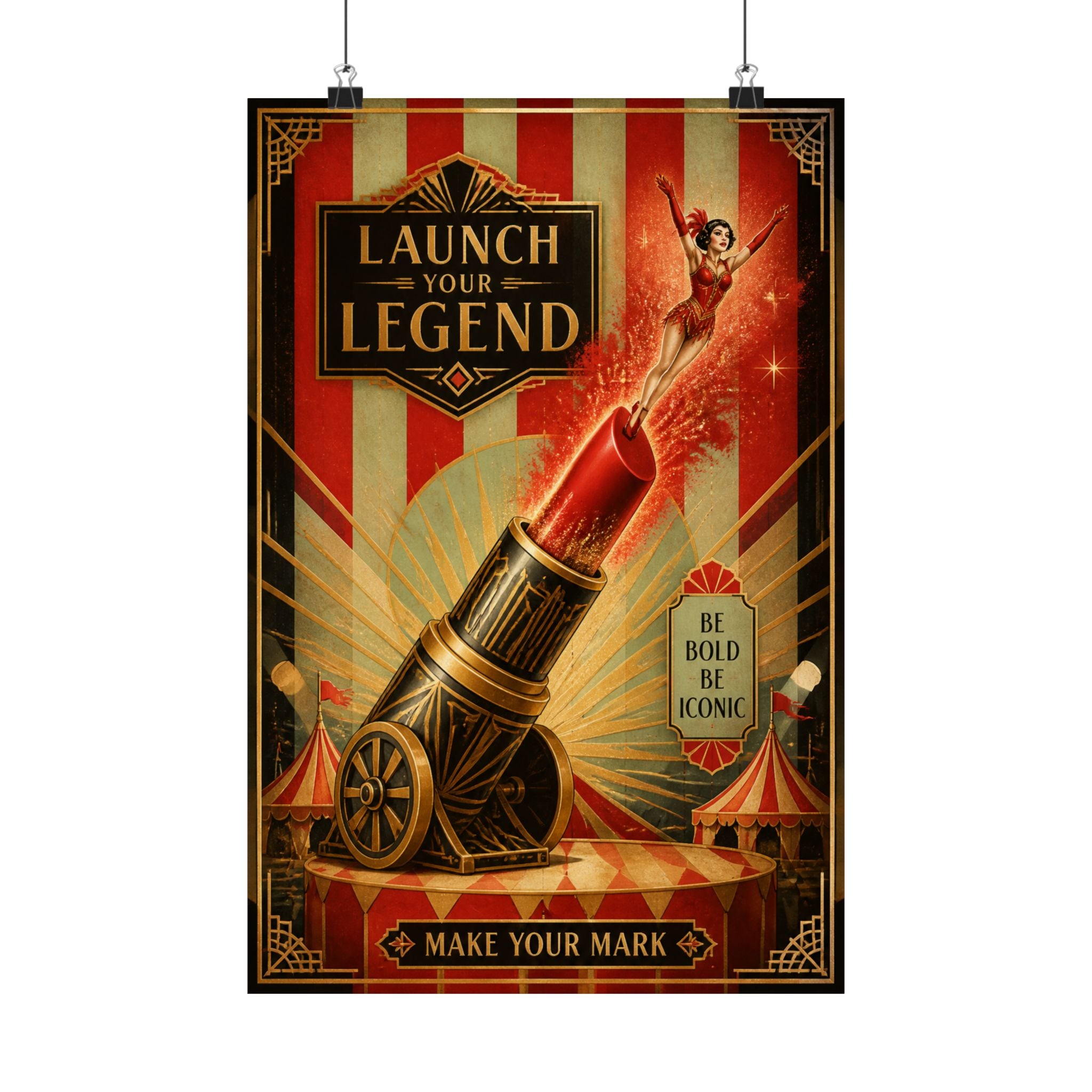 Lipstick Cannon Wall Art Poster 18×24 Art Deco Entryway Decor Maximalist Print