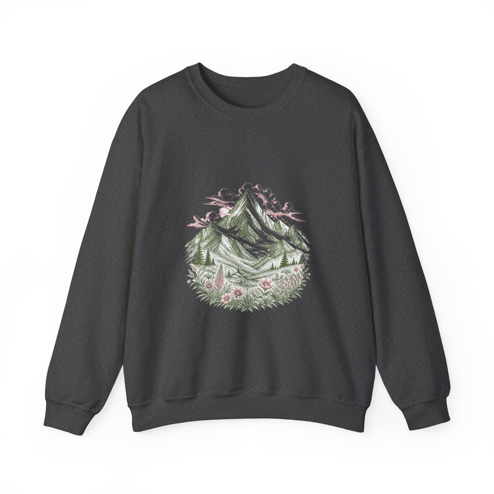 Matching Couple Sweatshirt - Mountain & Ocean Matching Couple Comfort Colors Crew Hand-Drawn Art His Hers Anniversary Gift - Design A