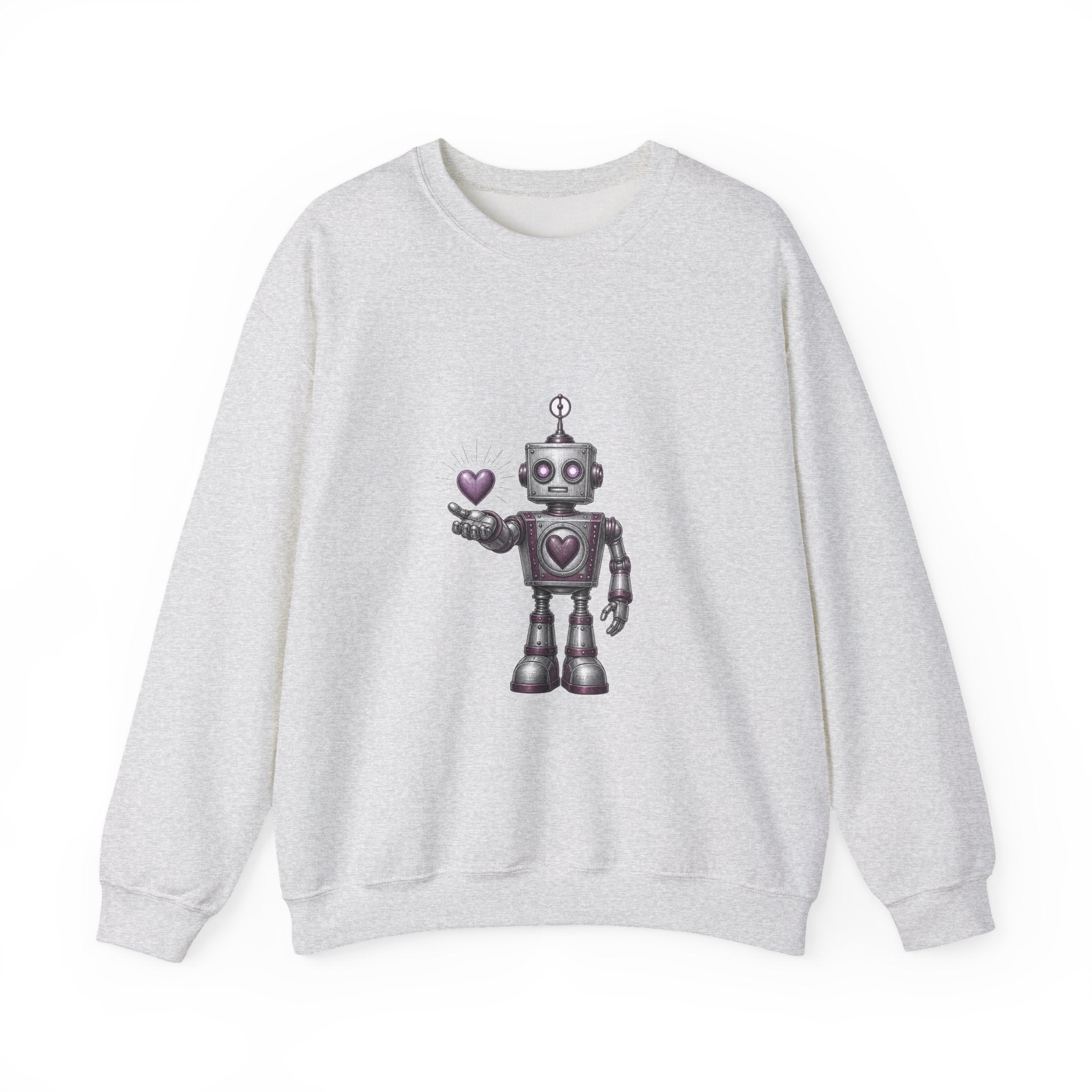 Matching Couple Sweatshirt - Robot & Heart Matching Couple Comfort Colors Crew Vintage Art His Hers Honeymoon Gift - Design A