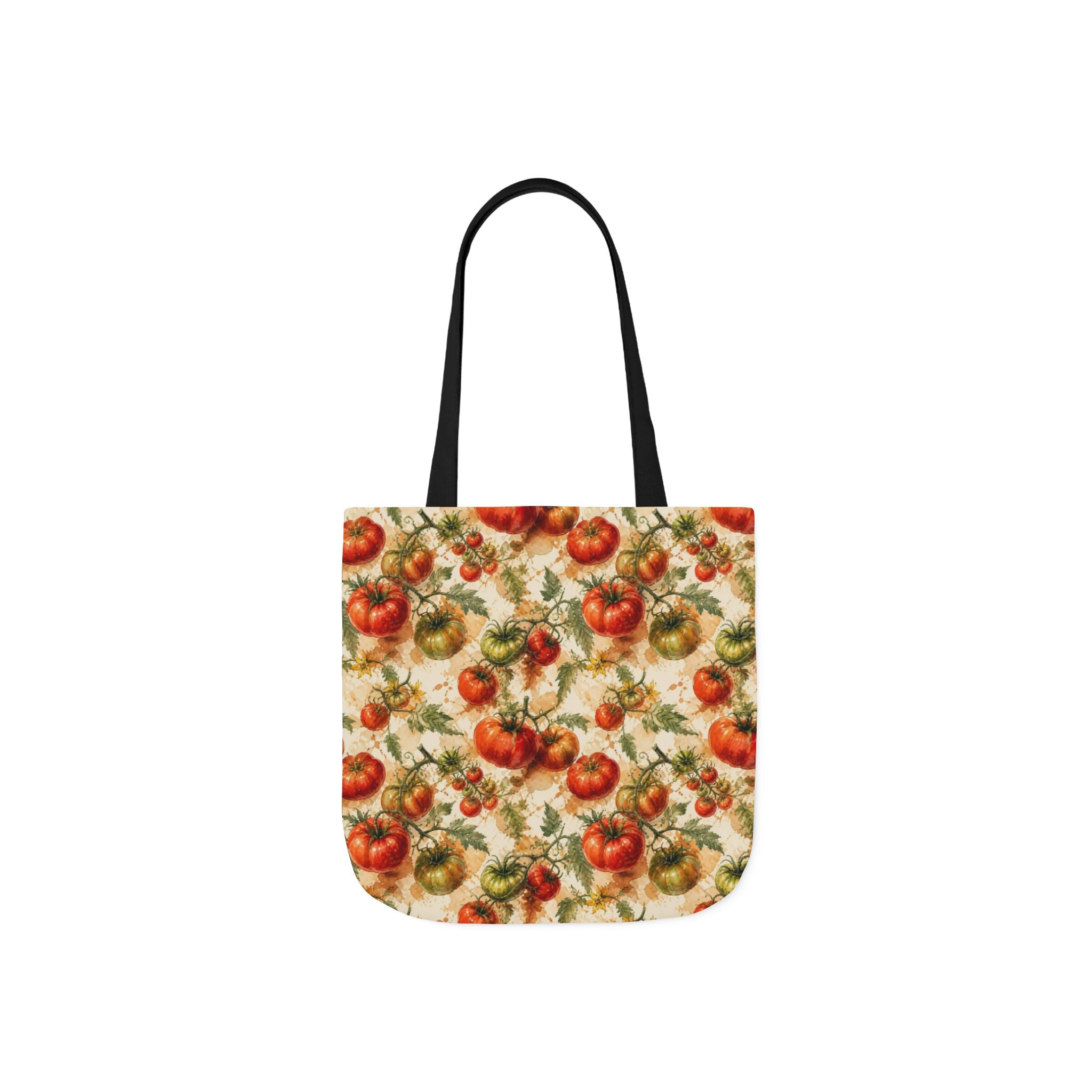 Heritage Tomatoes Canvas Tote Bag Mediterranean Kitchen Watercolor Splash Design Italian Cottagecore Gift