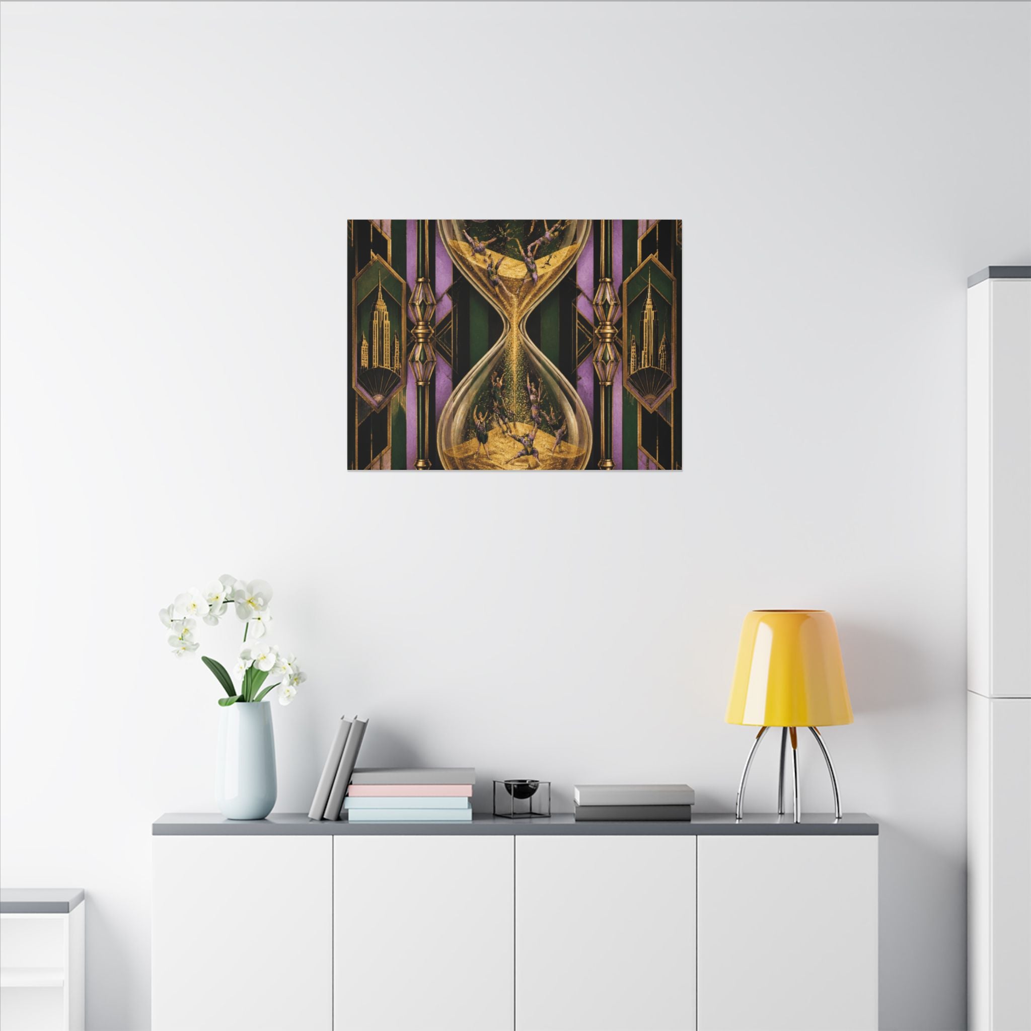 Hourglass Acrobats Wall Art Canvas 24×36 Art Deco Bar Area Decor Maximalist Print