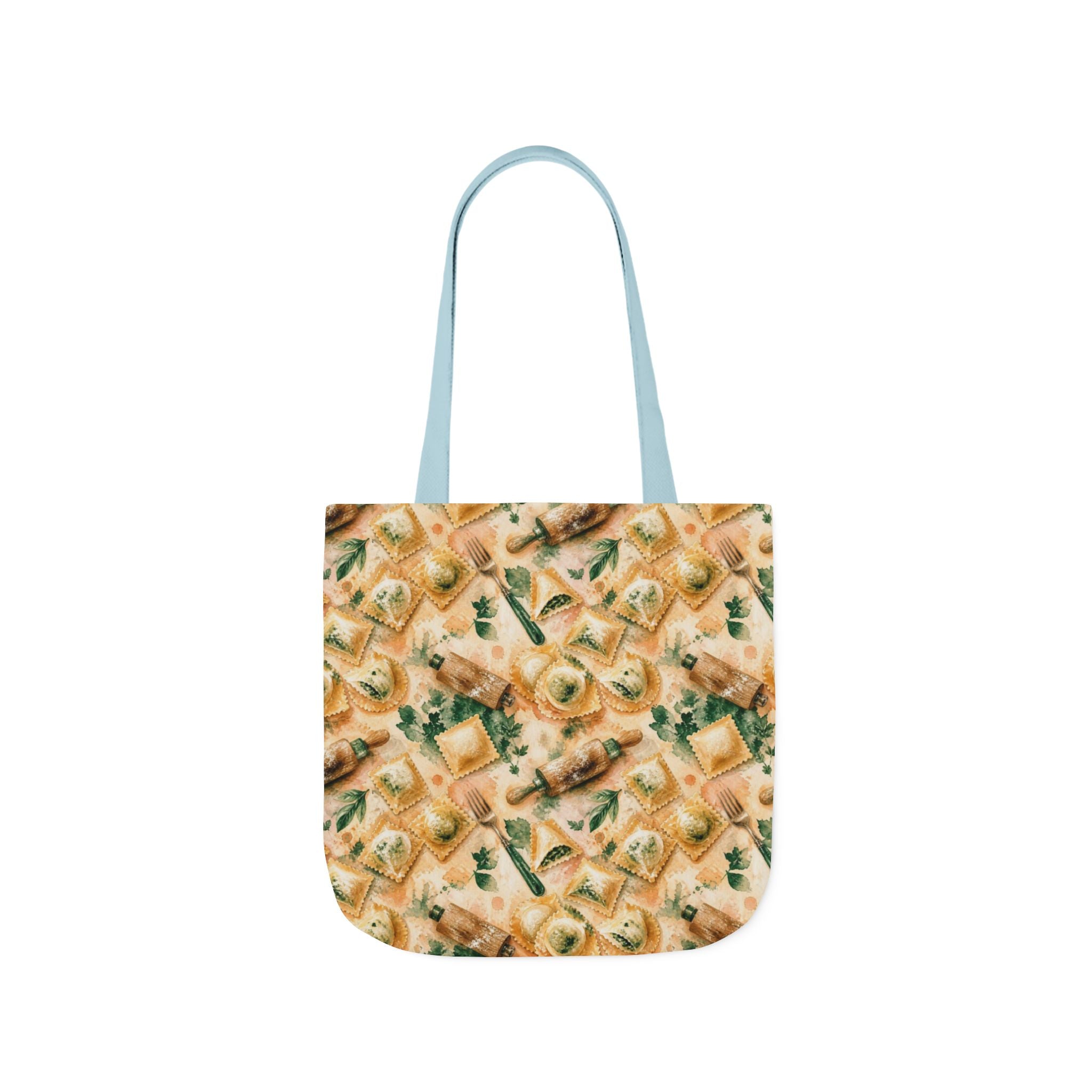 Fresh Ravioli Canvas Tote Bag Mediterranean Kitchen Watercolor Splash Design Italian Cottagecore Gift