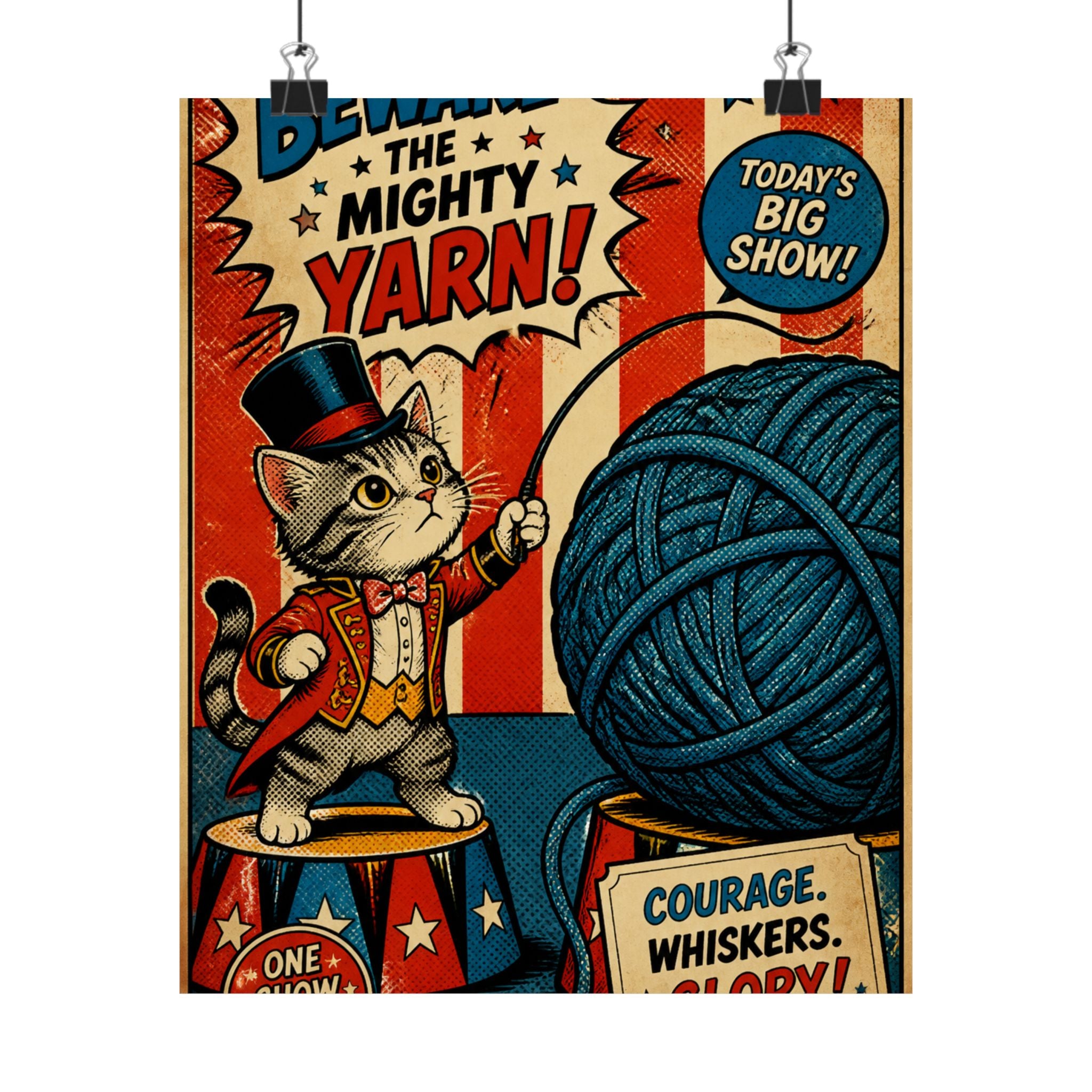 Cat Lion Tamer Wall Art Poster 24×36 Pop Art Restaurant Decor Maximalist Print
