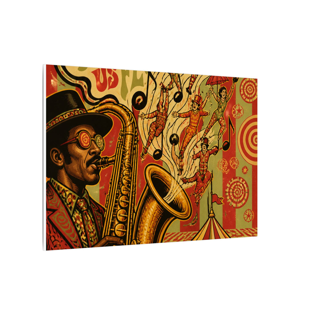 Saxophone Music Circus Wall Art Canvas 24×36 Psychedelic Dining Room Decor Maximalist Print