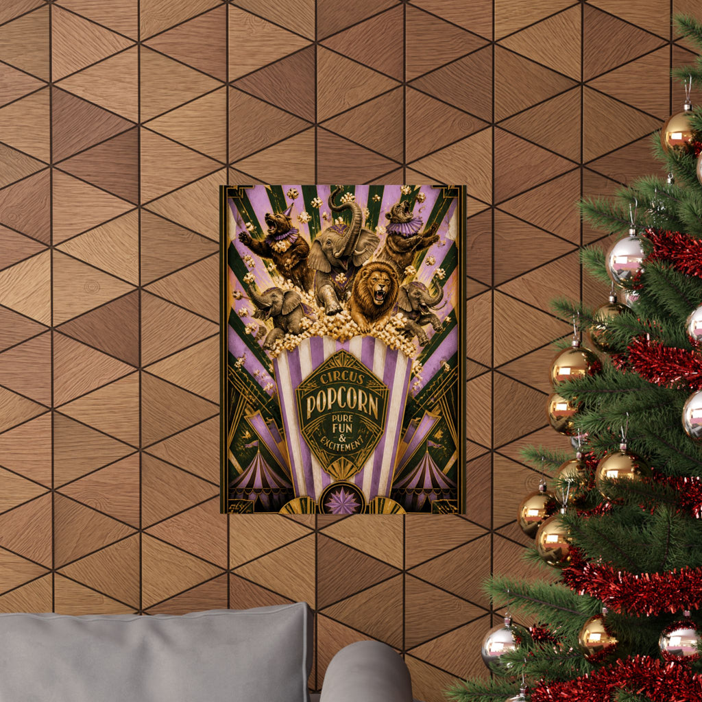 Popcorn Box Animals Wall Art Poster 18×24 Art Deco Entryway Decor Maximalist Print