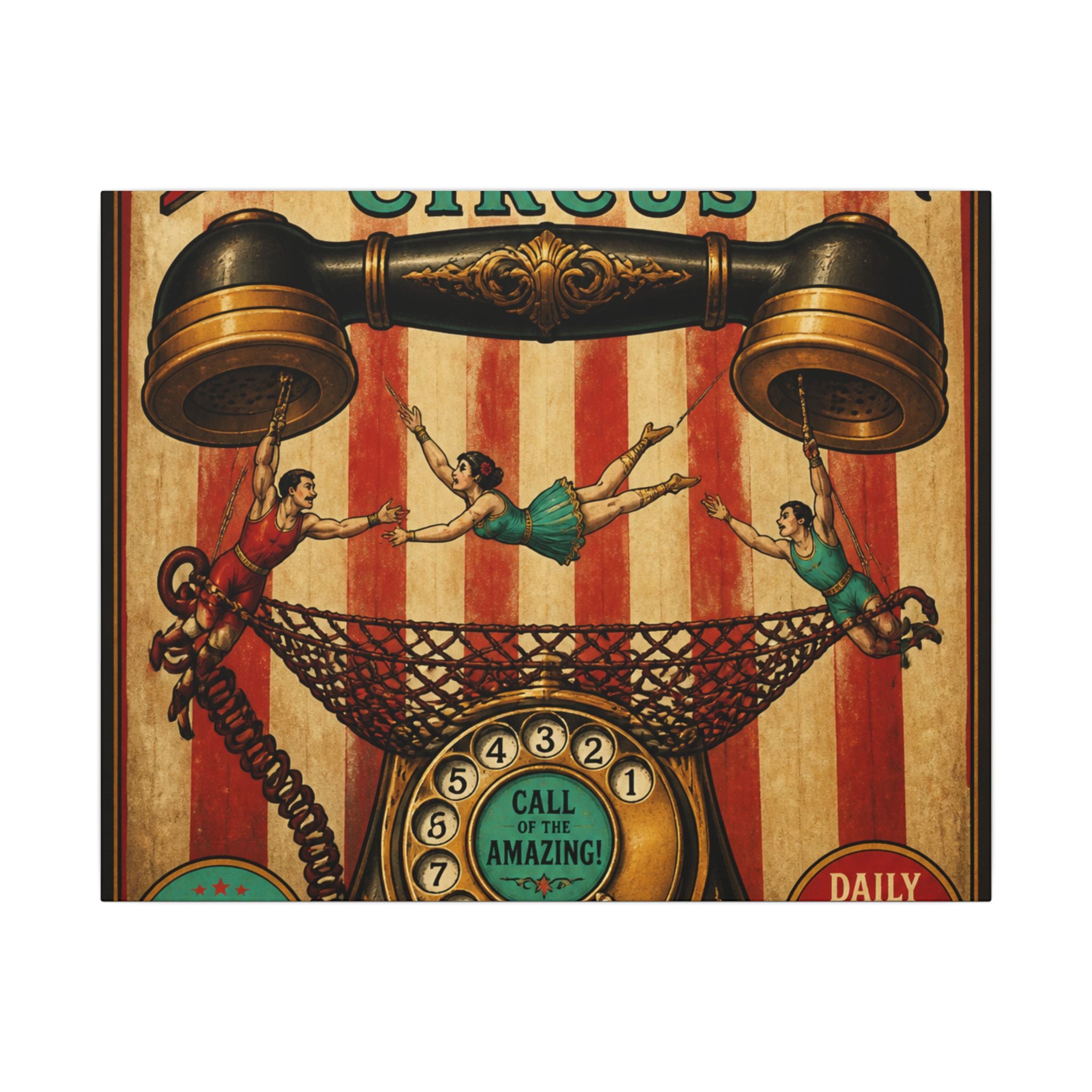 Vintage Telephone Booth Wall Art Canvas 24×36 Vintage Circus Bedroom Decor Maximalist Print