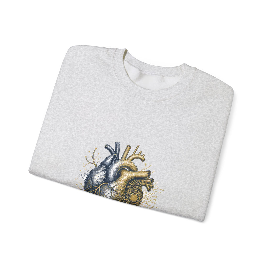 Matching Couple Sweatshirt - Robot & Heart Matching Couple Comfort Colors Crew Hand-Drawn Art His Hers Anniversary Gift - Design B