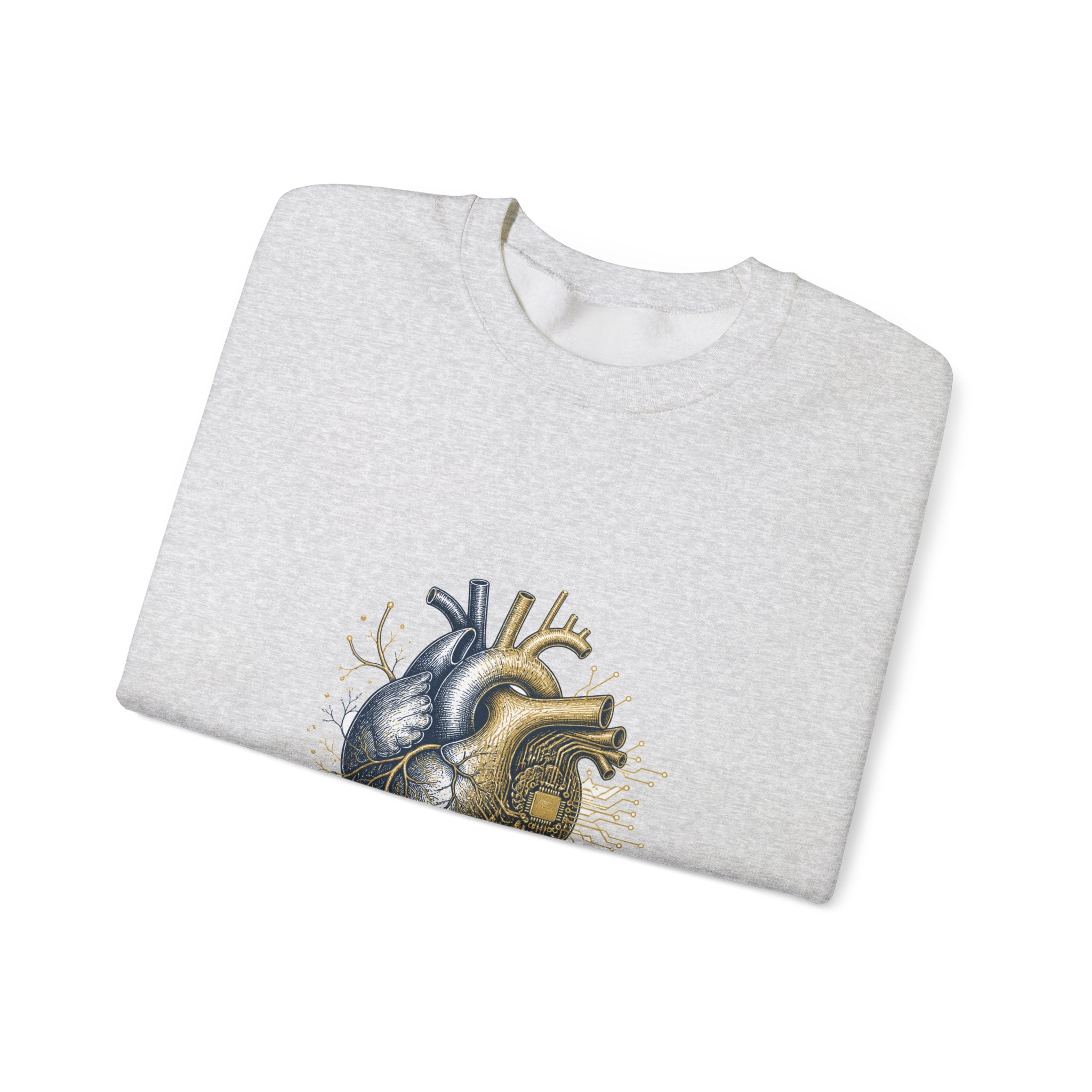 Matching Couple Sweatshirt - Robot & Heart Matching Couple Comfort Colors Crew Hand-Drawn Art His Hers Anniversary Gift - Design B