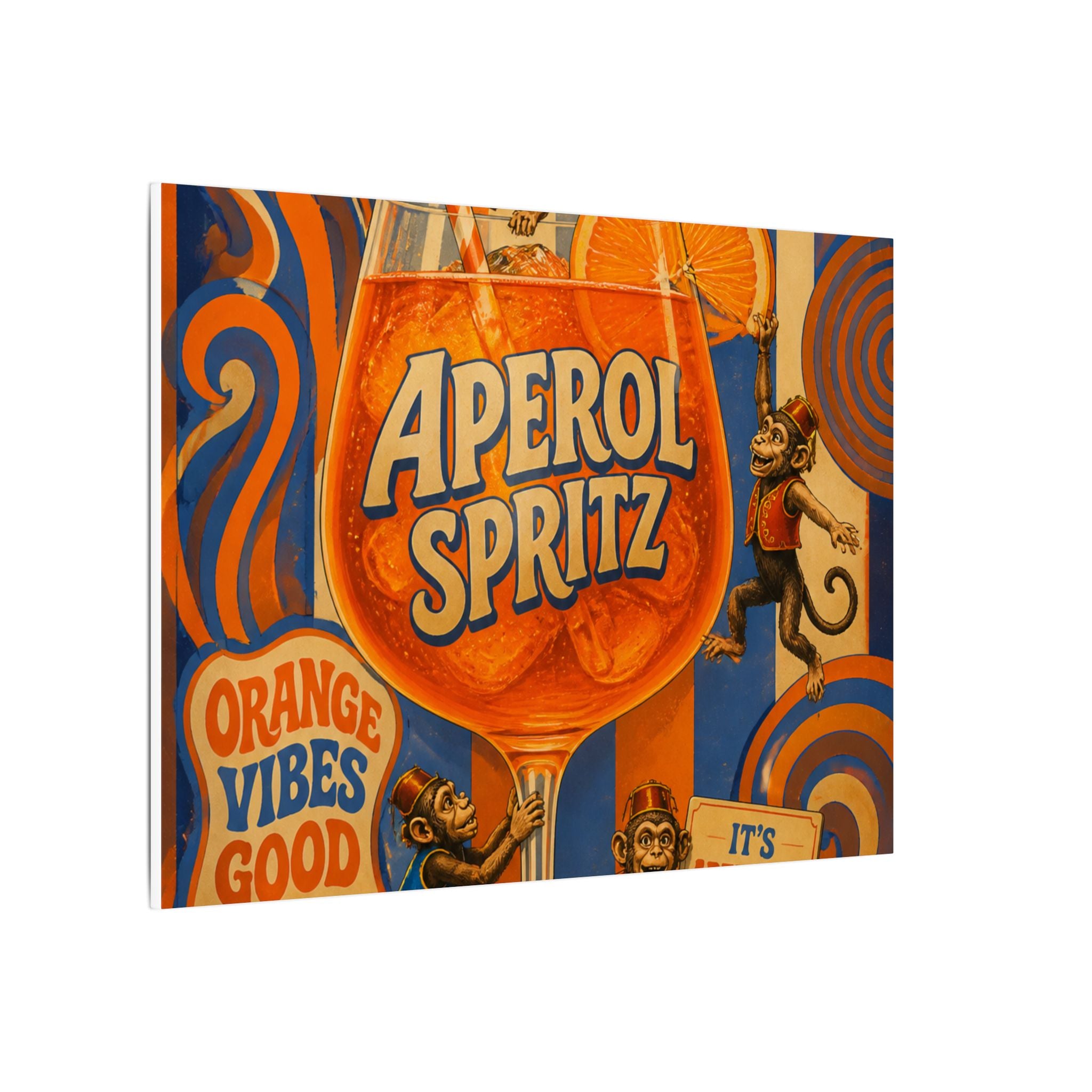 Aperol Spritz Monkeys Wall Art Canvas 24×36 Psychedelic Dining Room Decor Maximalist Print