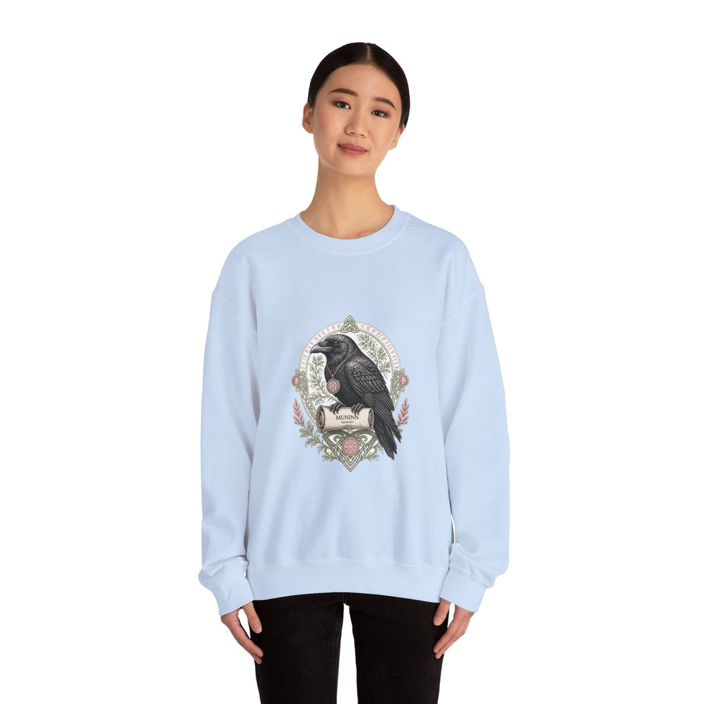 Matching Couple Sweatshirt - Huginn & Muninn Matching Couple Crewneck Sweatshirt Vintage Art His Hers Wedding Gift - Design B