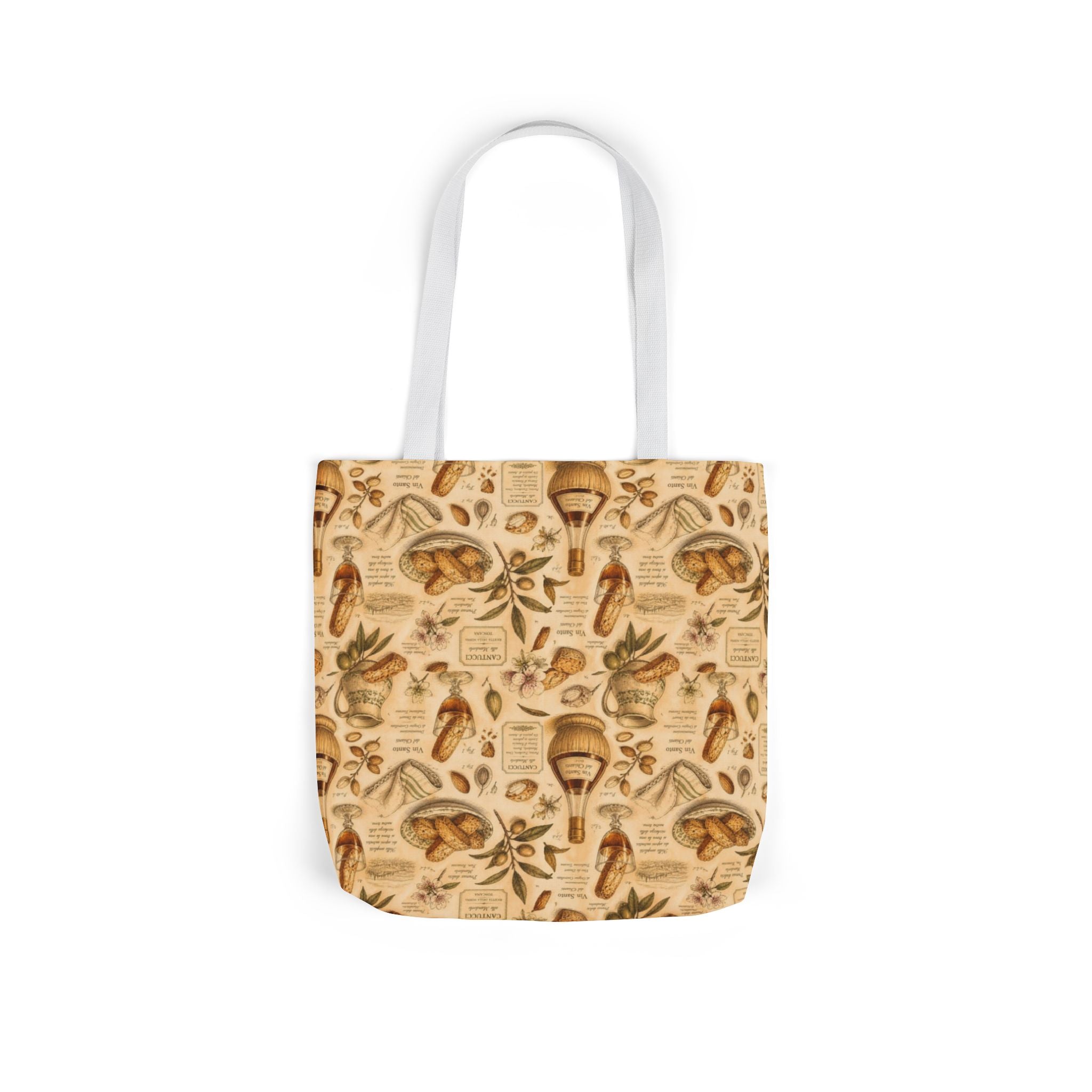 Biscotti & Vin Santo Canvas Tote Bag Mediterranean Kitchen Botanical Design Italian Cottagecore Gift