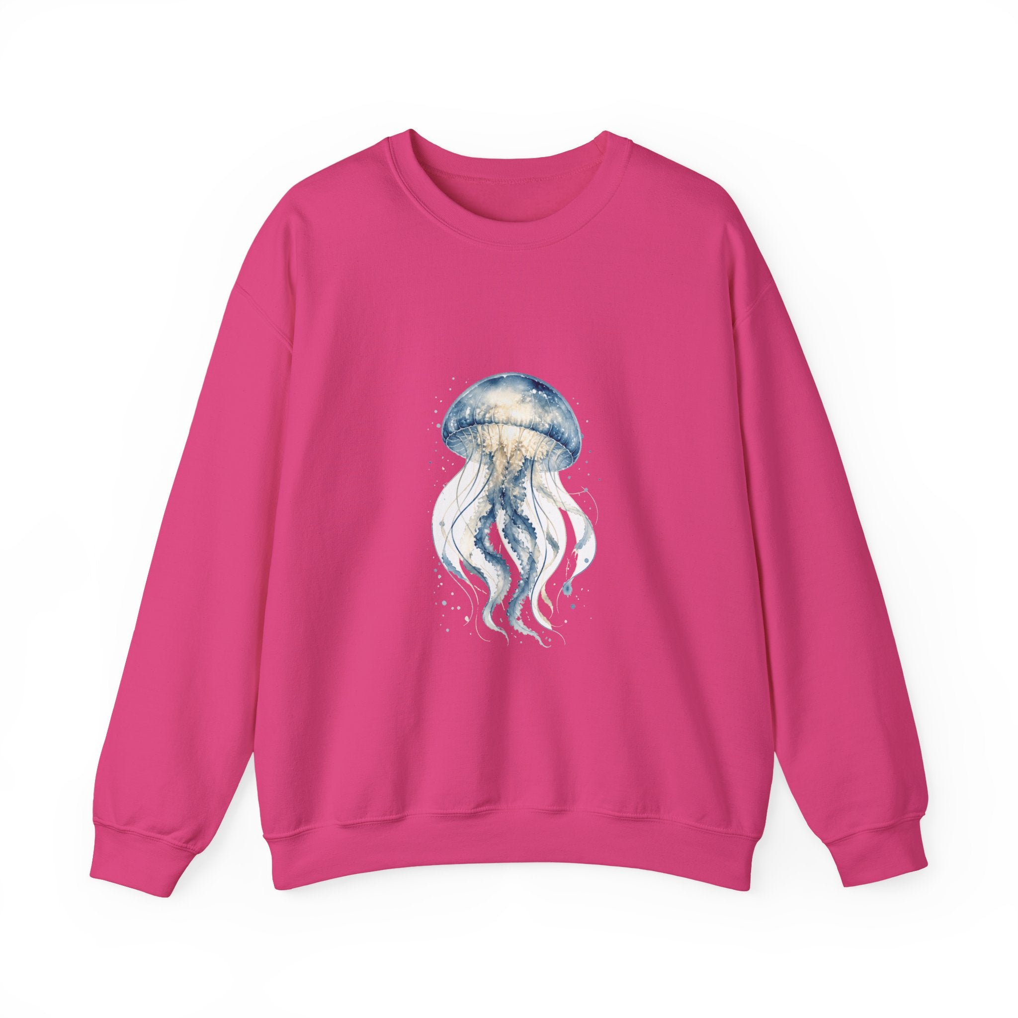 Matching Couple Sweatshirt - Octopus & Jellyfish Matching Couple Crewneck Sweatshirt Watercolor Art His Hers Engagement Gift - Design B