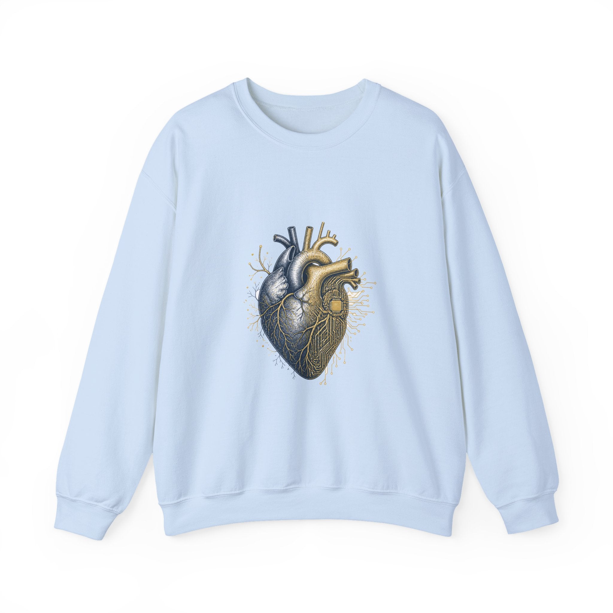 Matching Couple Sweatshirt - Robot & Heart Matching Couple Comfort Colors Crew Hand-Drawn Art His Hers Anniversary Gift - Design B