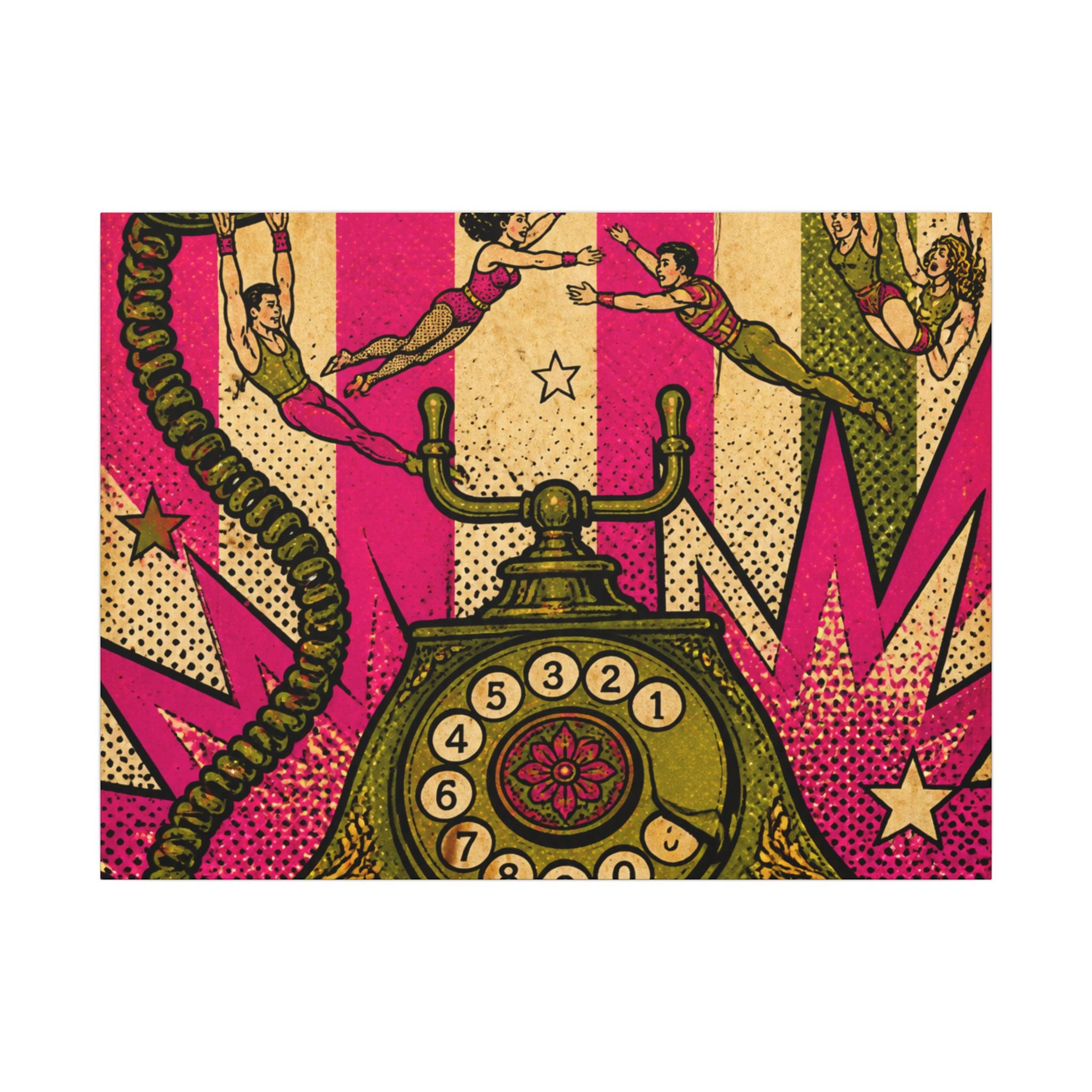 Vintage Telephone Booth Wall Art Canvas 24×36 Pop Art Restaurant Decor Maximalist Print