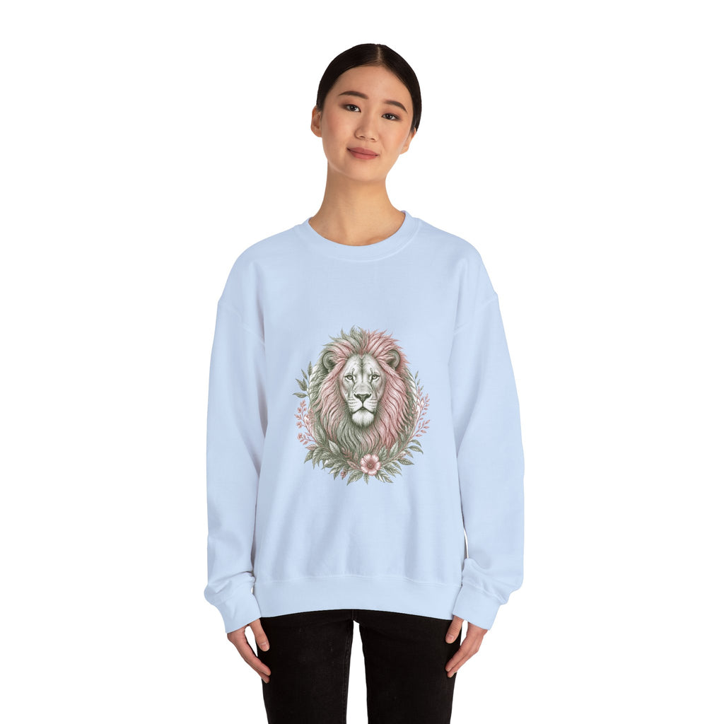 Matching Couple Sweatshirt - Lion & Lamb Matching Couple Premium Fleece Sweatshirt Hand-Drawn Art His Hers Anniversary Gift - Design A