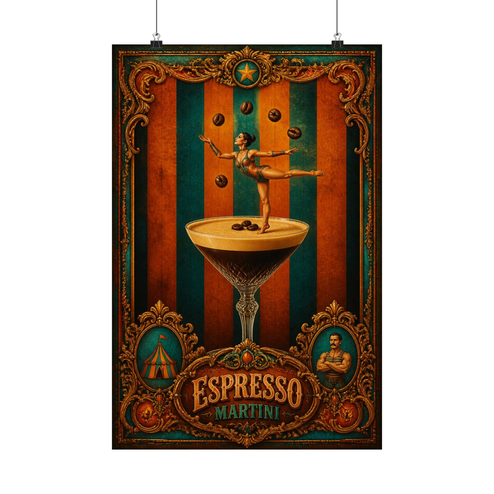 Espresso Martini Acrobat Wall Art Poster 24×36 Baroque Studio Decor Maximalist Print