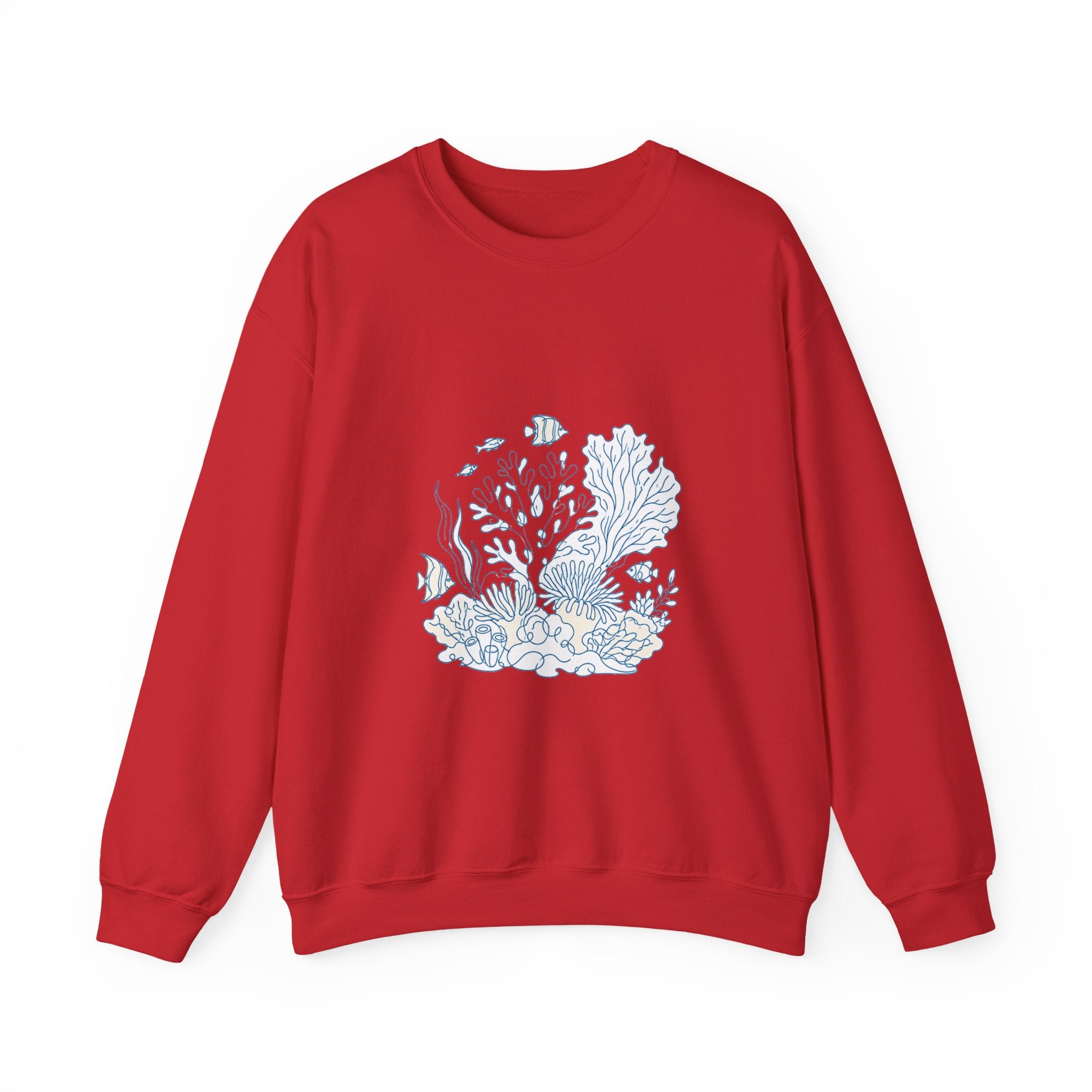 Matching Couple Sweatshirt - Coral Reef & Deep Sea Matching Couple Comfort Colors Crew Minimalist Art His Hers Christmas Gift - Design A