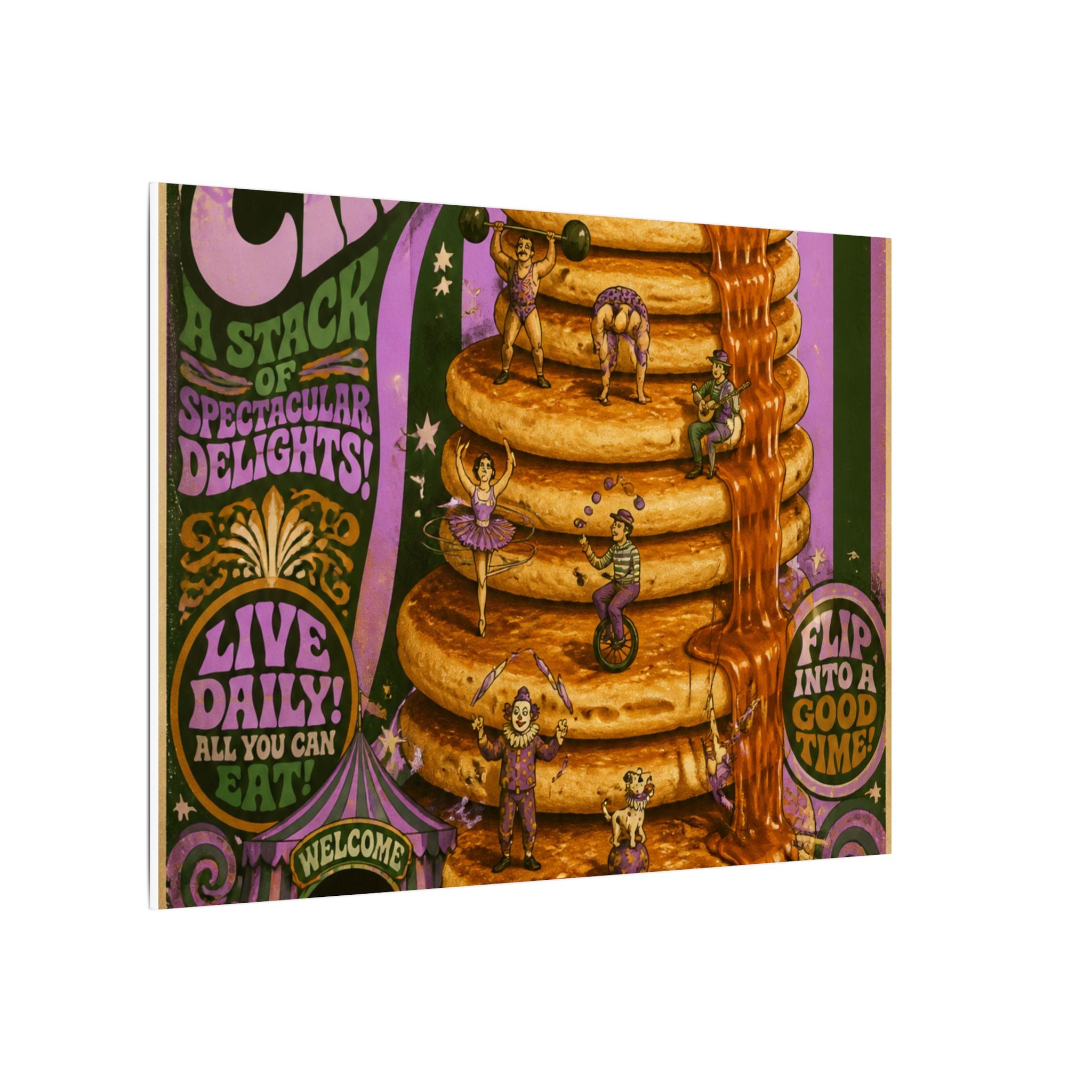 Pancake Stack Platform Wall Art Canvas 16×20 Psychedelic Cafe Decor Maximalist Print