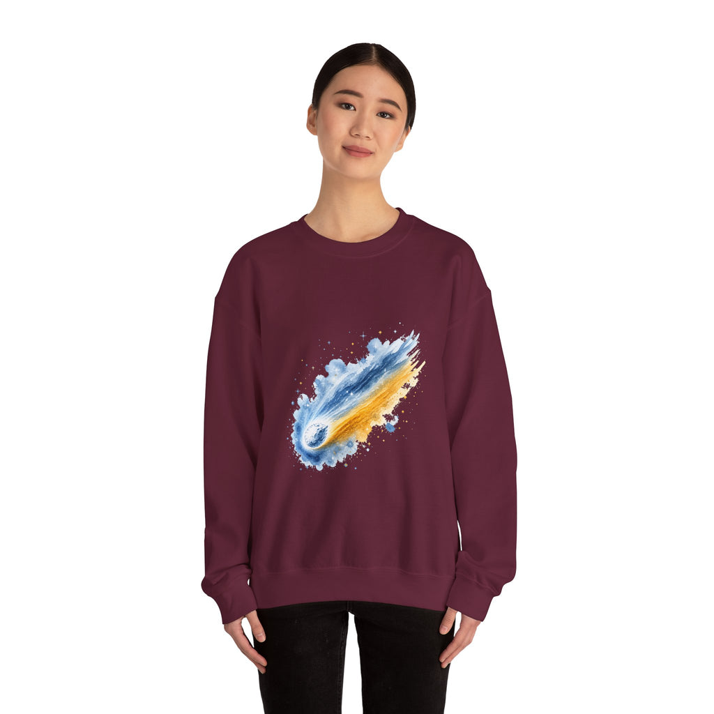 Matching Couple Sweatshirt - Comet & Asteroid Matching Couple Crewneck Sweatshirt Watercolor Art His Hers Engagement Gift - Design A