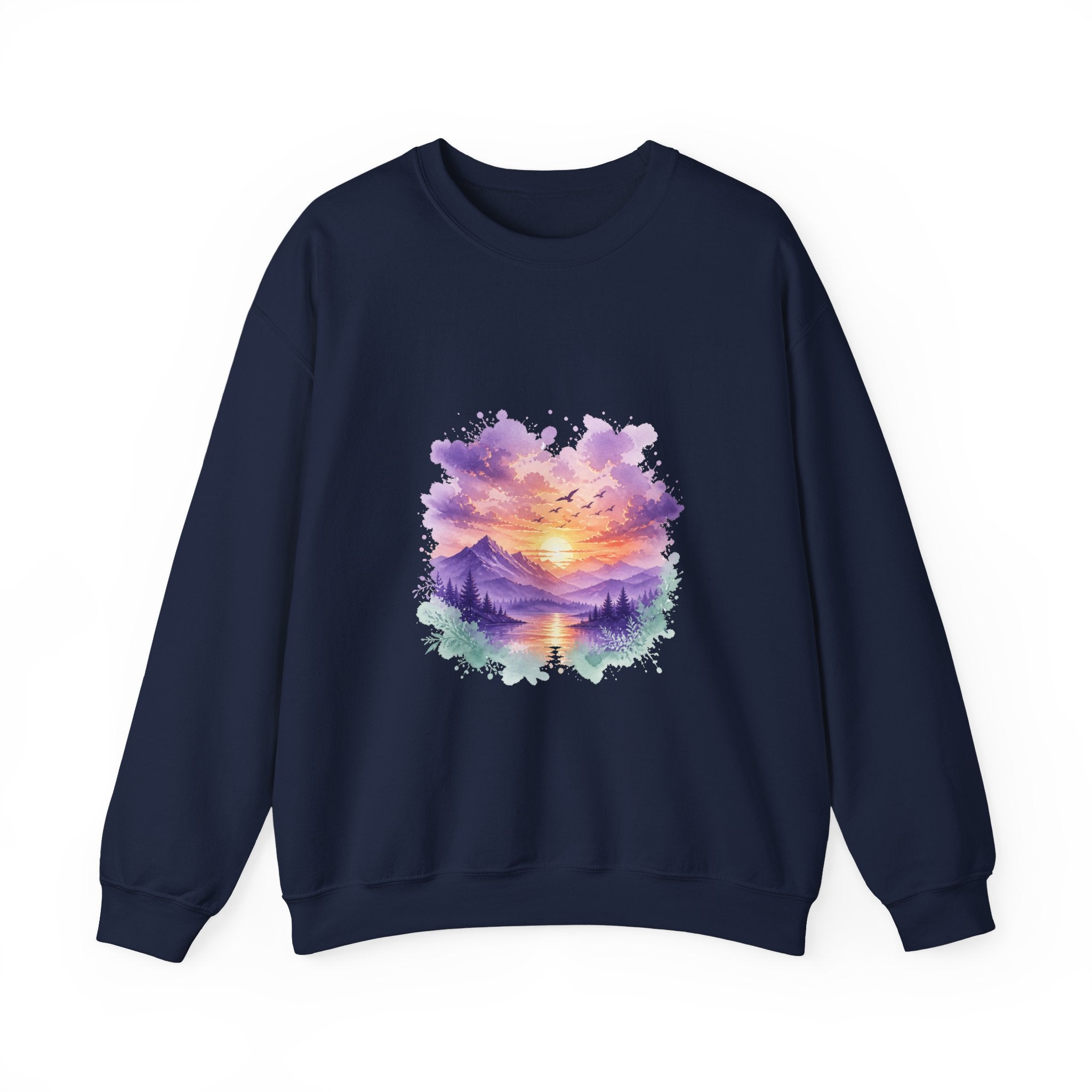 Matching Couple Sweatshirt - Sunrise & Sunset Matching Couple Comfort Colors Crew Watercolor Art His Hers Birthday Gift - Design B
