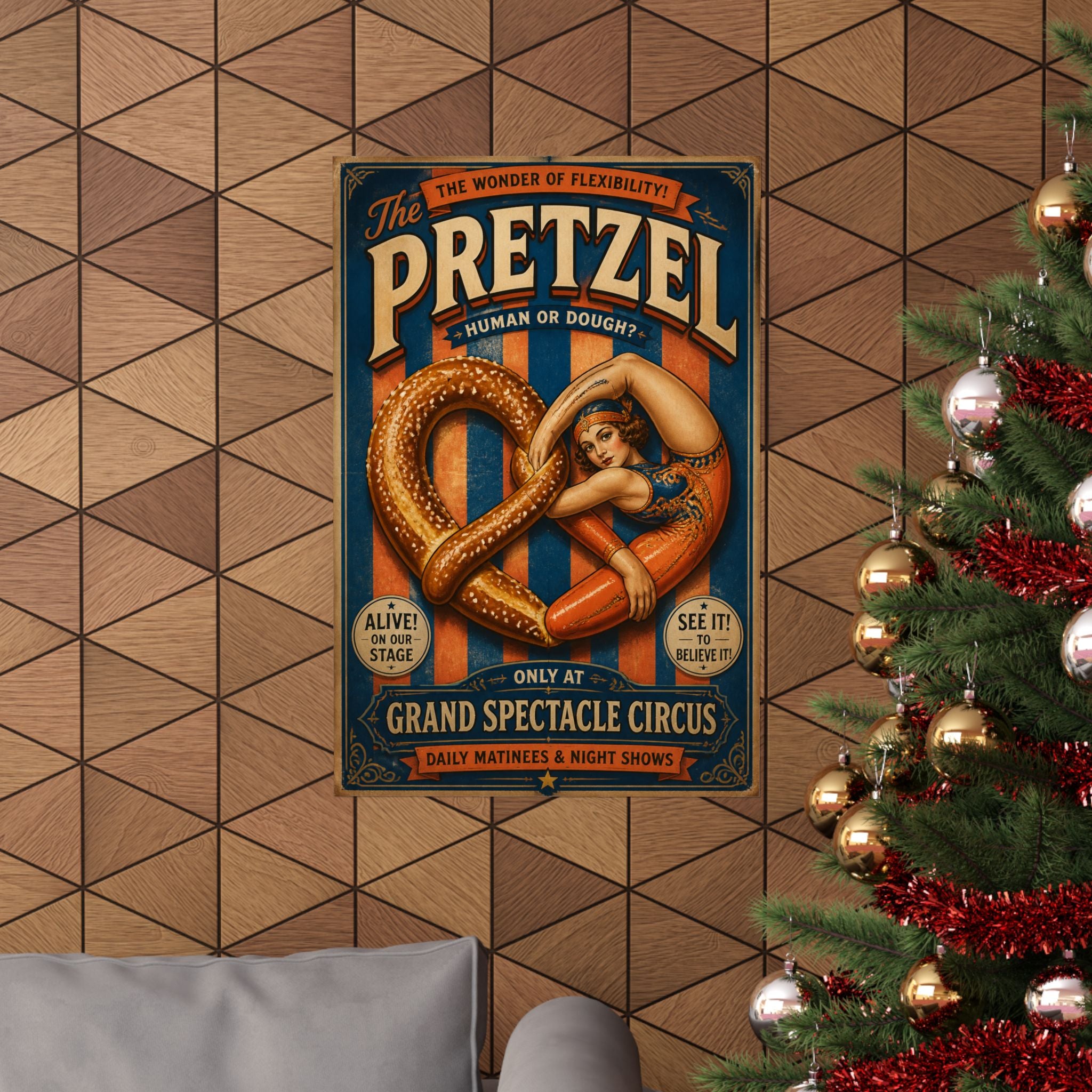 Pretzel Contortionist Wall Art Poster 24×36 Vintage Circus Bedroom Decor Maximalist Print