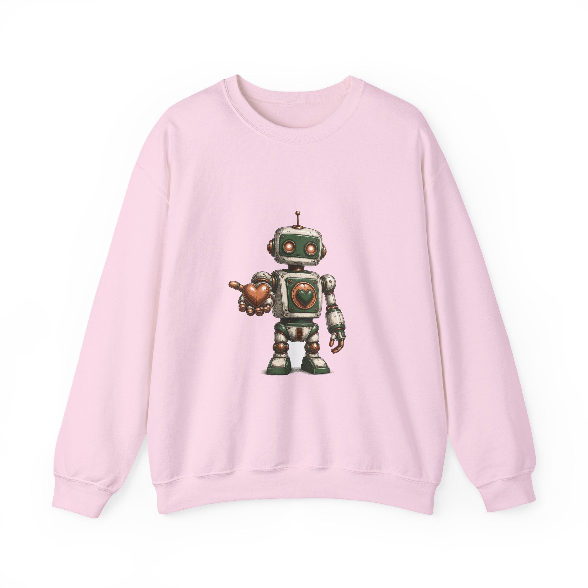 Matching Couple Sweatshirt - Robot & Heart Matching Couple Crewneck Sweatshirt Hand-Drawn Art His Hers Best Friend Gift - Design A