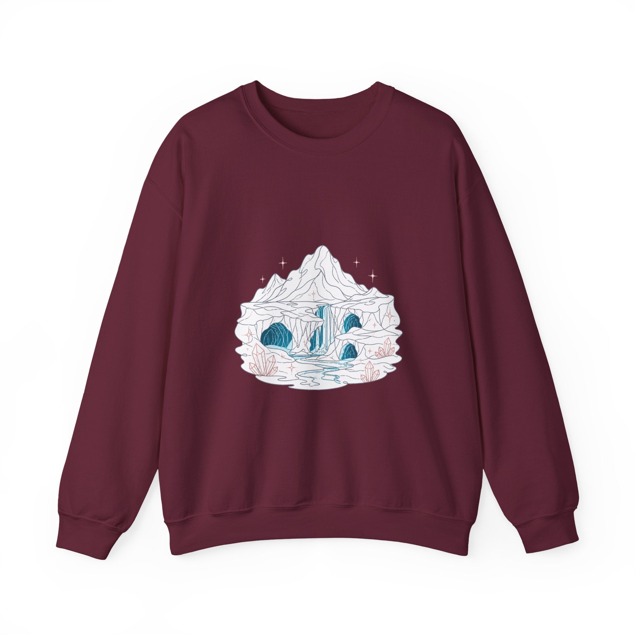 Matching Couple Sweatshirt - Volcano & Glacier Matching Couple Premium Fleece Sweatshirt Minimalist Art His Hers Christmas Gift - Design B