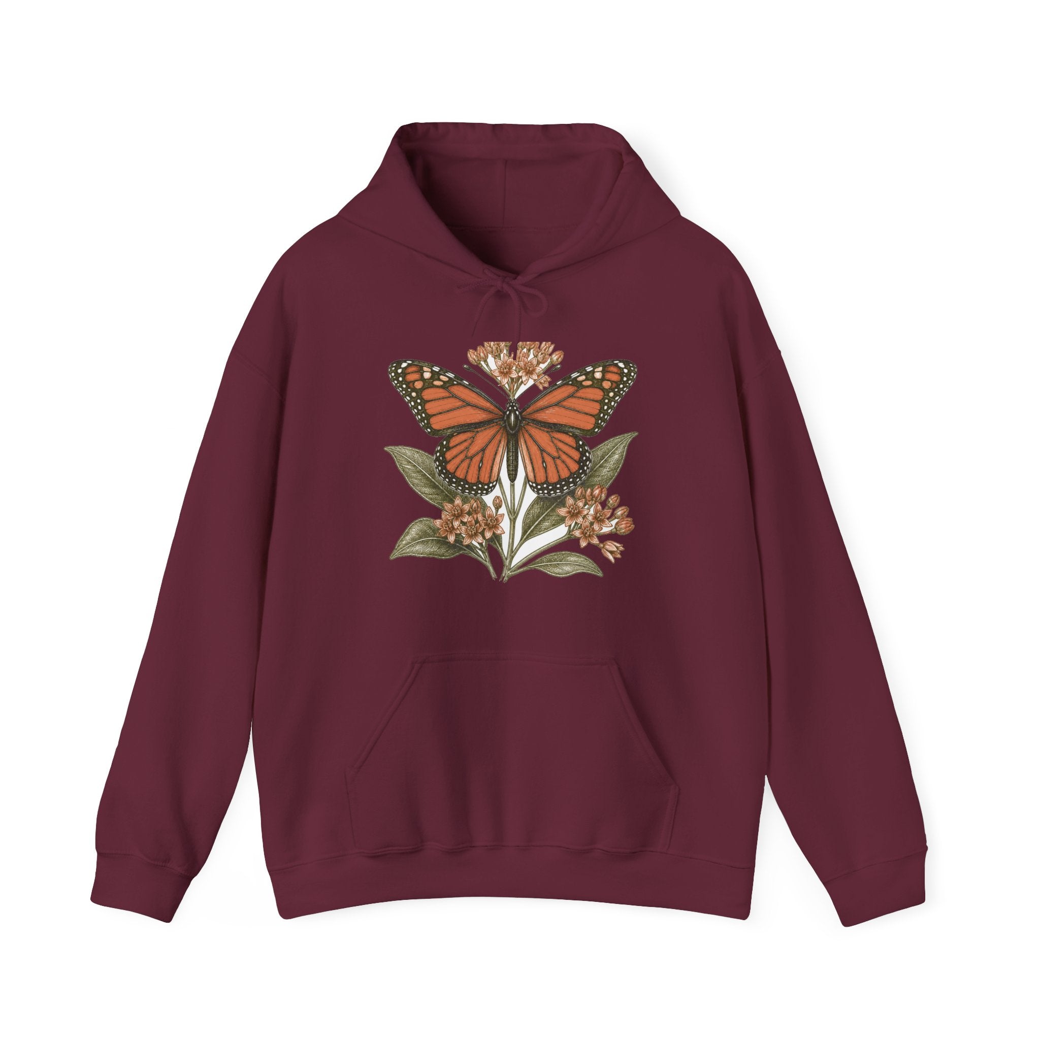 Matching Couple Sweatshirt - Butterfly & Moth Matching Couple Hooded Sweatshirt Hand-Drawn Art His Hers Best Friend Gift - Design A