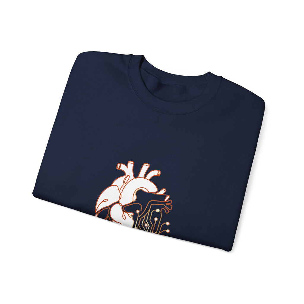 Matching Couple Sweatshirt - Robot & Heart Matching Couple Crewneck Sweatshirt Minimalist Art His Hers Valentine Gift - Design B