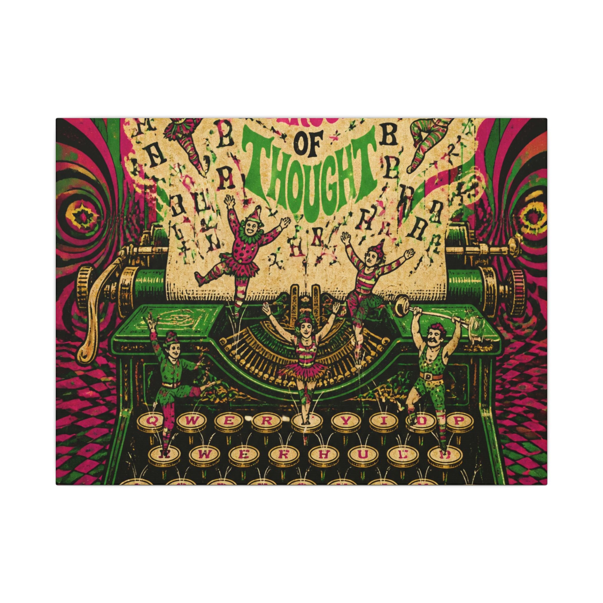 Typewriter Flying Letters Wall Art Canvas 24×36 Psychedelic Dining Room Decor Maximalist Print