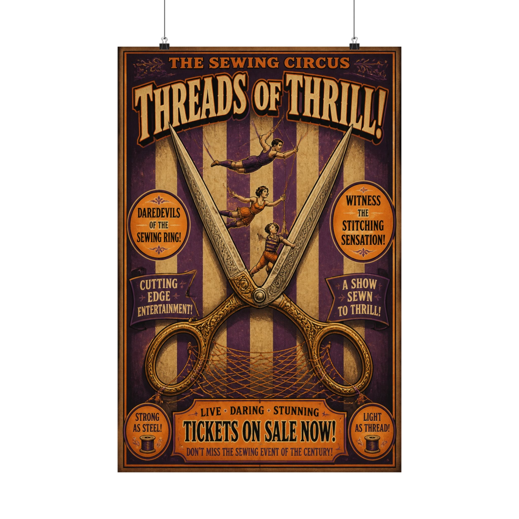 Giant Scissors Trapeze Wall Art Poster 18×24 Vintage Circus Kitchen Decor Maximalist Print