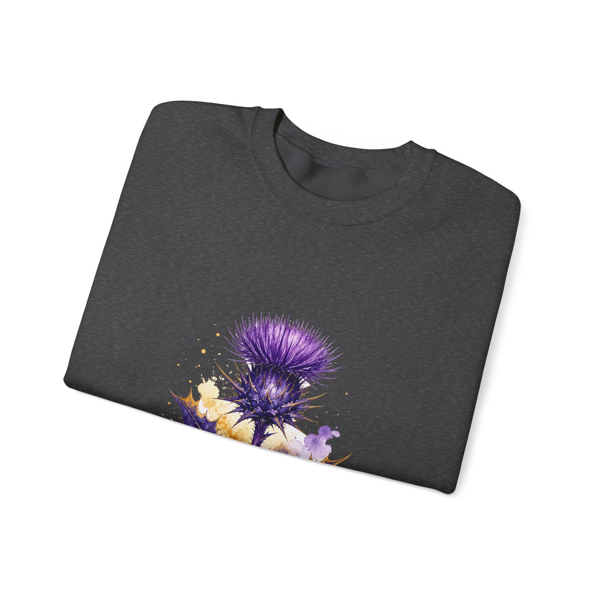 Matching Couple Sweatshirt - Lavender & Thistle Matching Couple Crewneck Sweatshirt Watercolor Art His Hers Engagement Gift - Design B