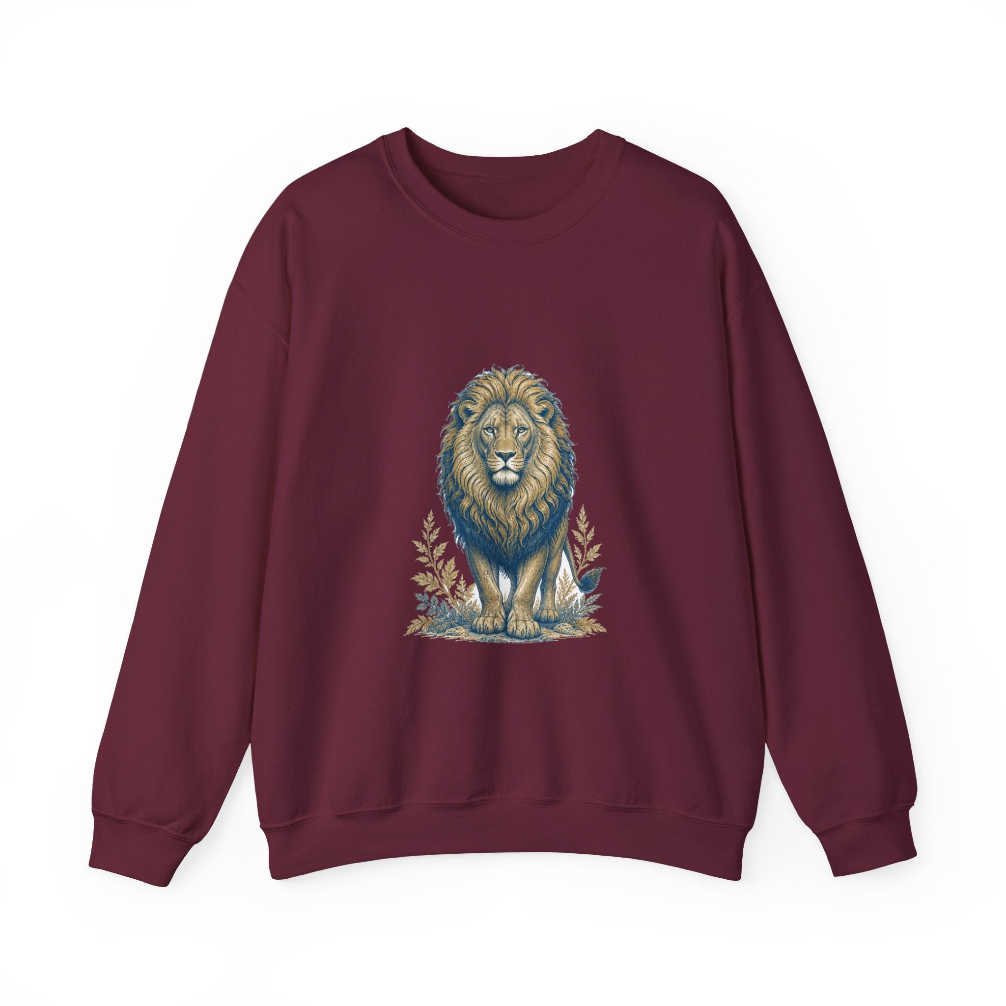 Matching Couple Sweatshirt - Lion & Lamb Matching Couple Premium Fleece Sweatshirt Vintage Art His Hers Honeymoon Gift - Design A