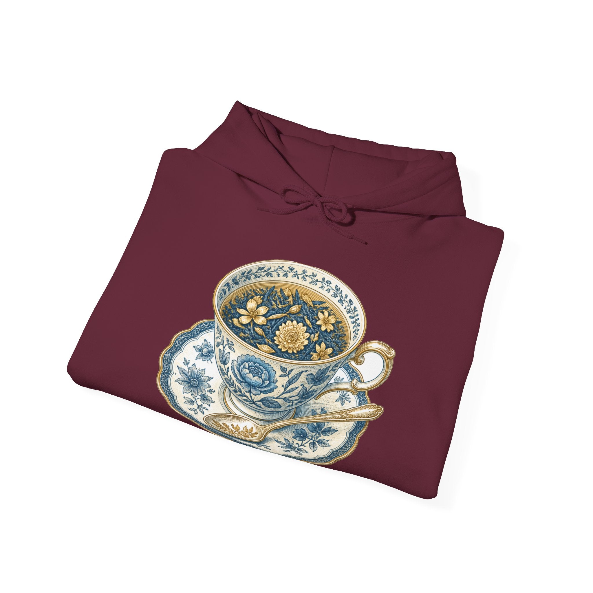 Matching Couple Sweatshirt - Coffee & Tea Matching Couple Hooded Sweatshirt Vintage Art His Hers Wedding Gift - Design B