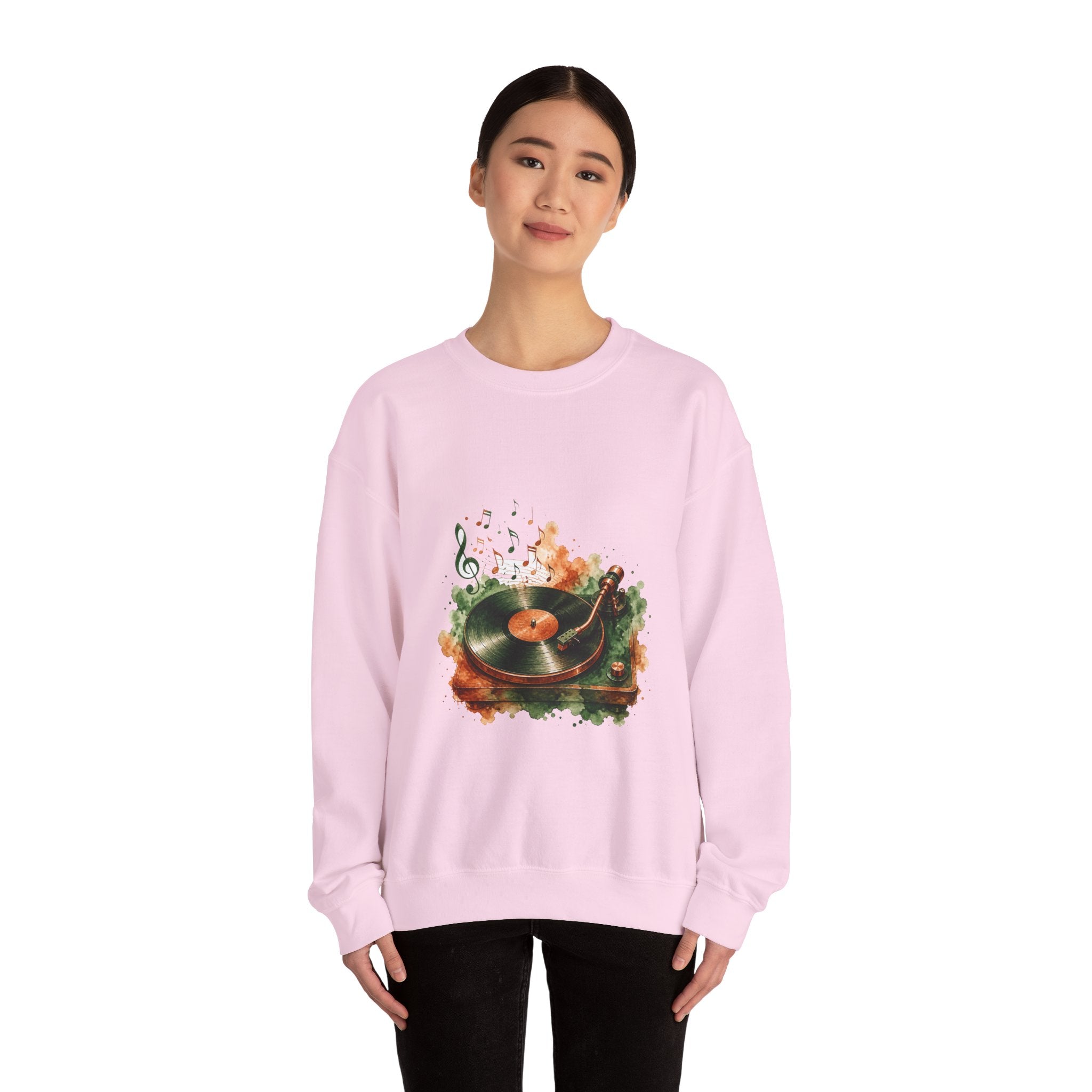 Matching Couple Sweatshirt - Vinyl & Cassette Matching Couple Premium Fleece Sweatshirt Watercolor Art His Hers Birthday Gift - Design A