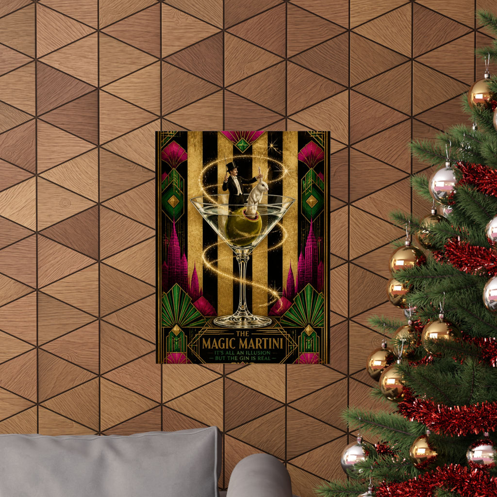Martini Magician Wall Art Poster 18×24 Art Deco Entryway Decor Maximalist Print
