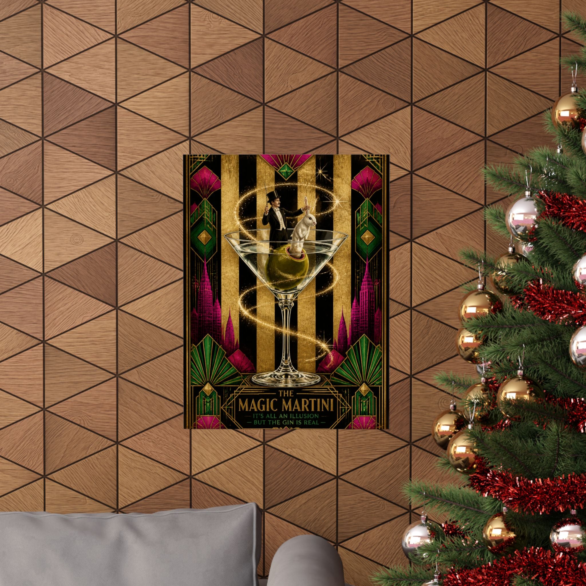 Martini Magician Wall Art Poster 18×24 Art Deco Entryway Decor Maximalist Print