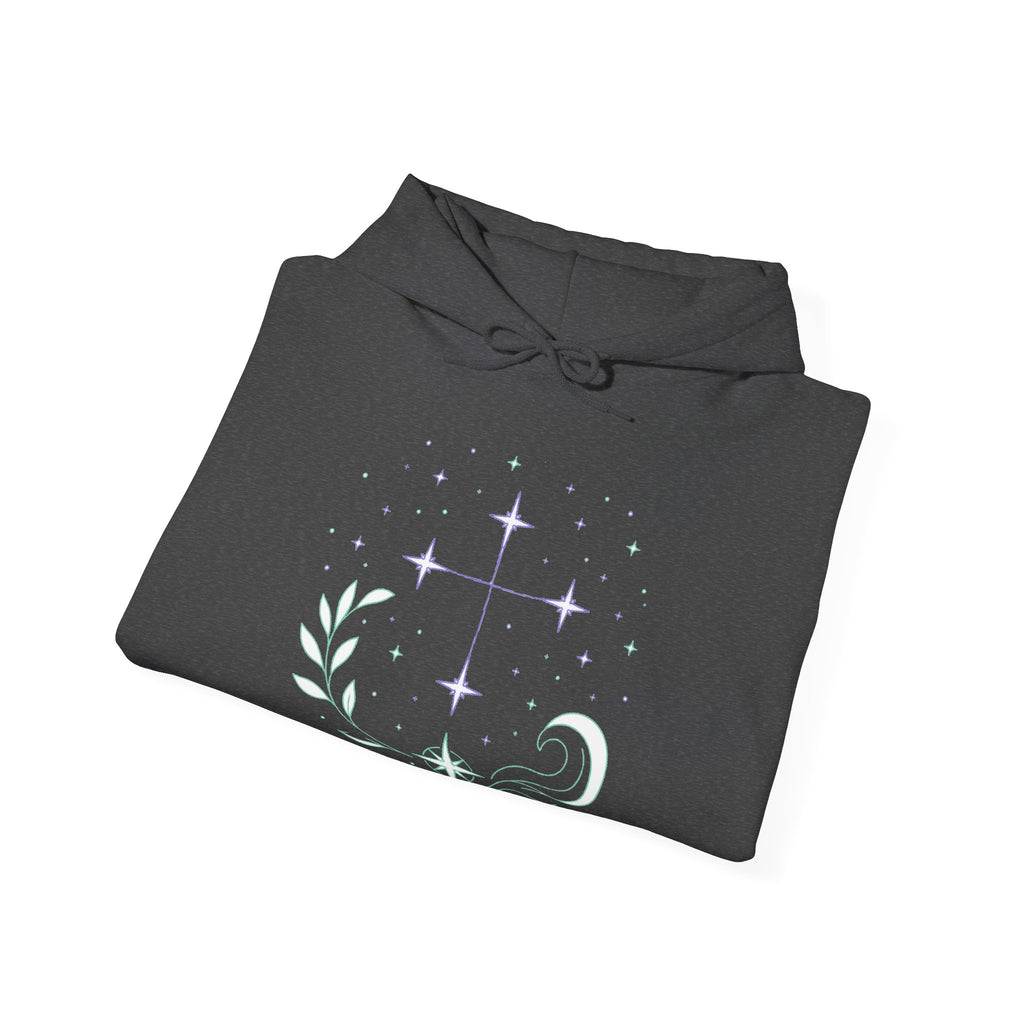Matching Couple Sweatshirt - Aurora & Southern Cross Matching Couple Hooded Sweatshirt Minimalist Art His Hers Valentine Gift - Design B