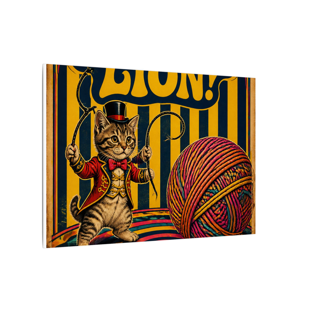 Cat Lion Tamer Wall Art Canvas 24×36 Psychedelic Dining Room Decor Maximalist Print