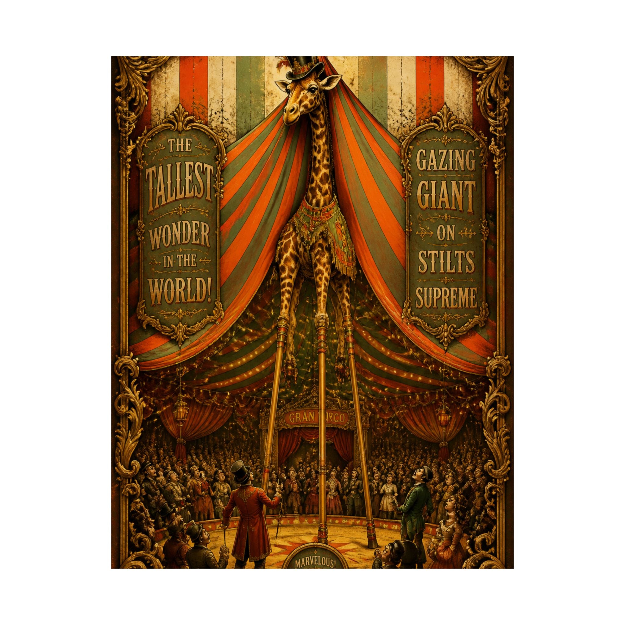 Giraffe on Stilts Wall Art Poster 24×36 Baroque Studio Decor Maximalist Print
