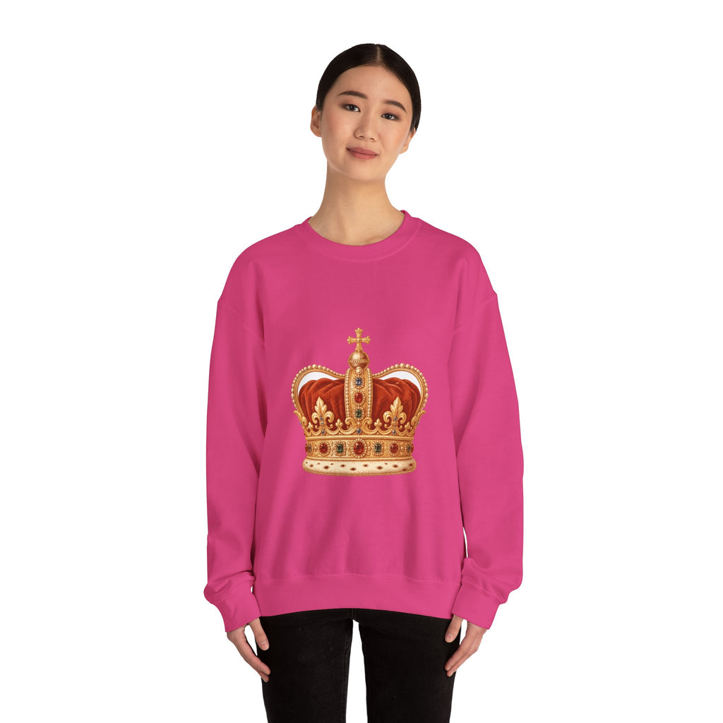Matching Couple Sweatshirt - Crown & Shield Matching Couple Premium Fleece Sweatshirt Vintage Art His Hers Honeymoon Gift - Design A