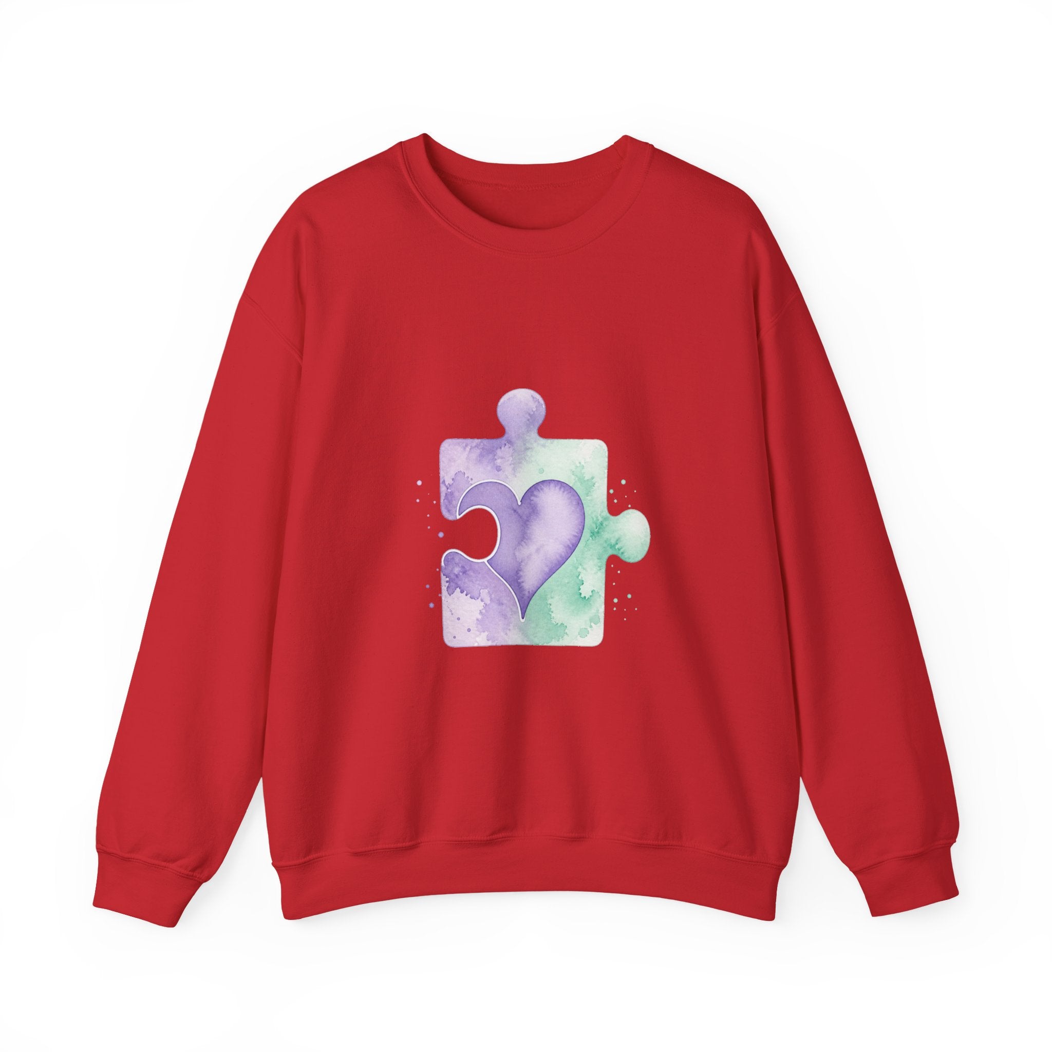 Matching Couple Sweatshirt - Puzzle Pieces Matching Couple Comfort Colors Crew Watercolor Art His Hers Birthday Gift - Design B