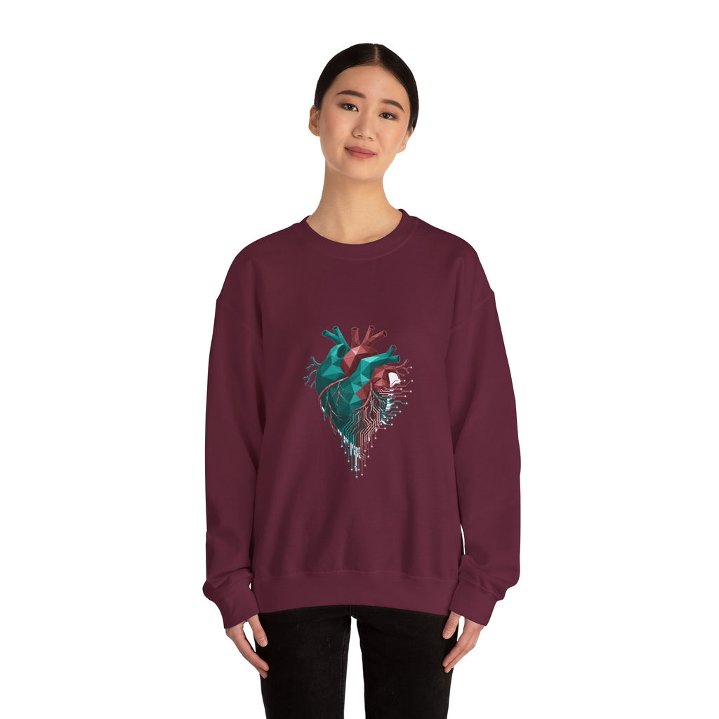 Matching Couple Sweatshirt - Robot & Heart Matching Couple Comfort Colors Crew Geometric Art His Hers Love Gift - Design B