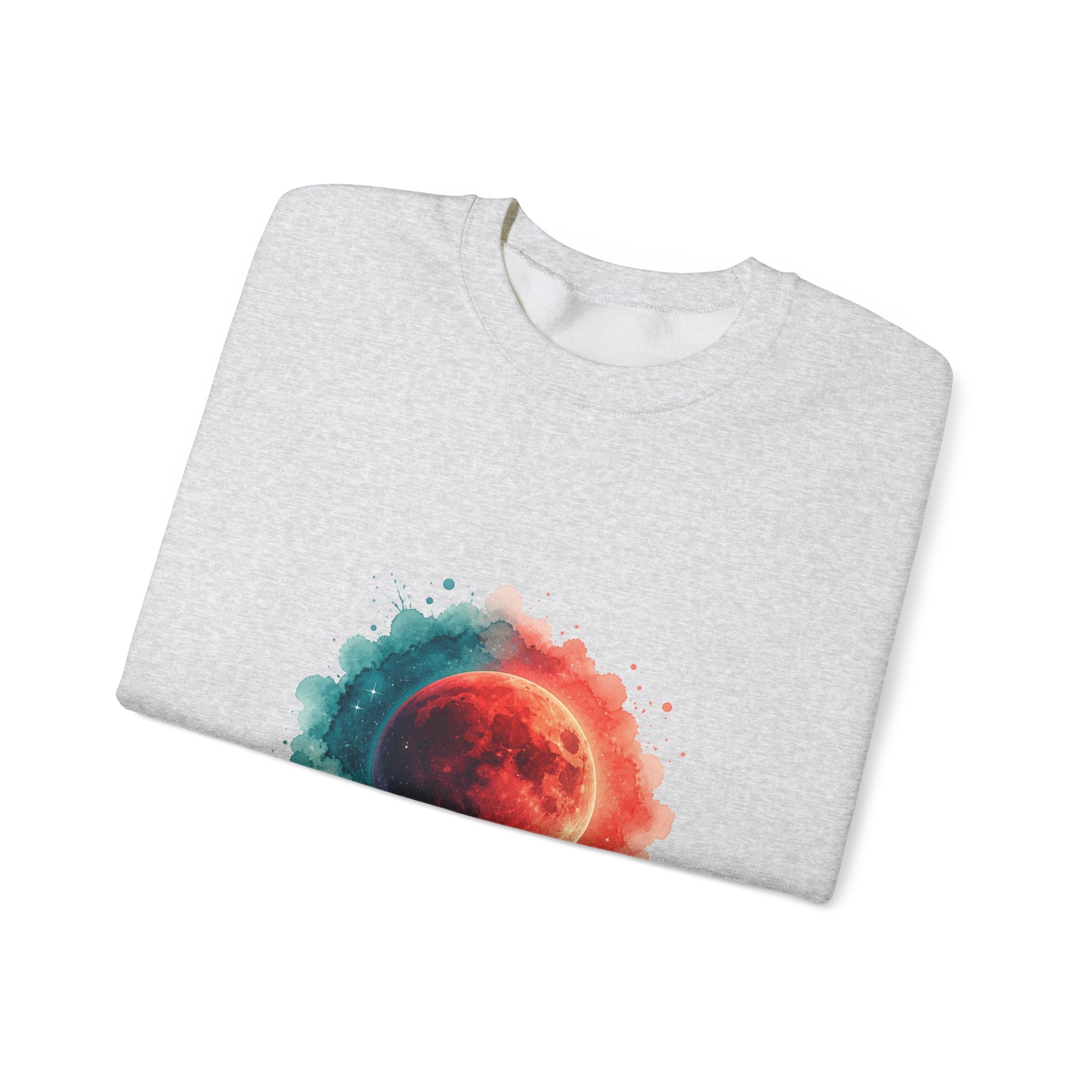 Matching Couple Sweatshirt - Solar & Lunar Eclipse Matching Couple Crewneck Sweatshirt Watercolor Art His Hers Engagement Gift - Design B