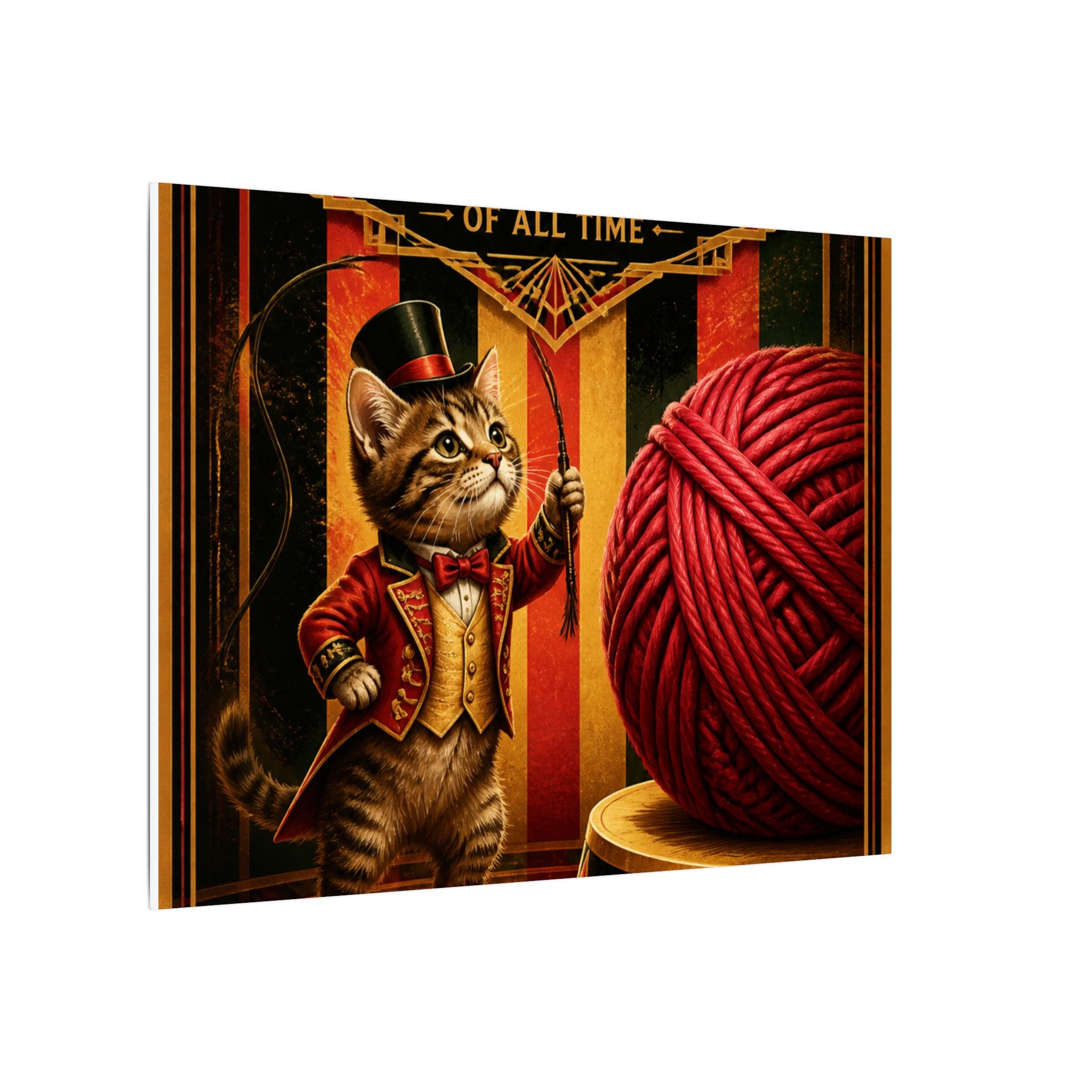 Cat Lion Tamer Wall Art Canvas 24×36 Art Deco Bar Area Decor Maximalist Print